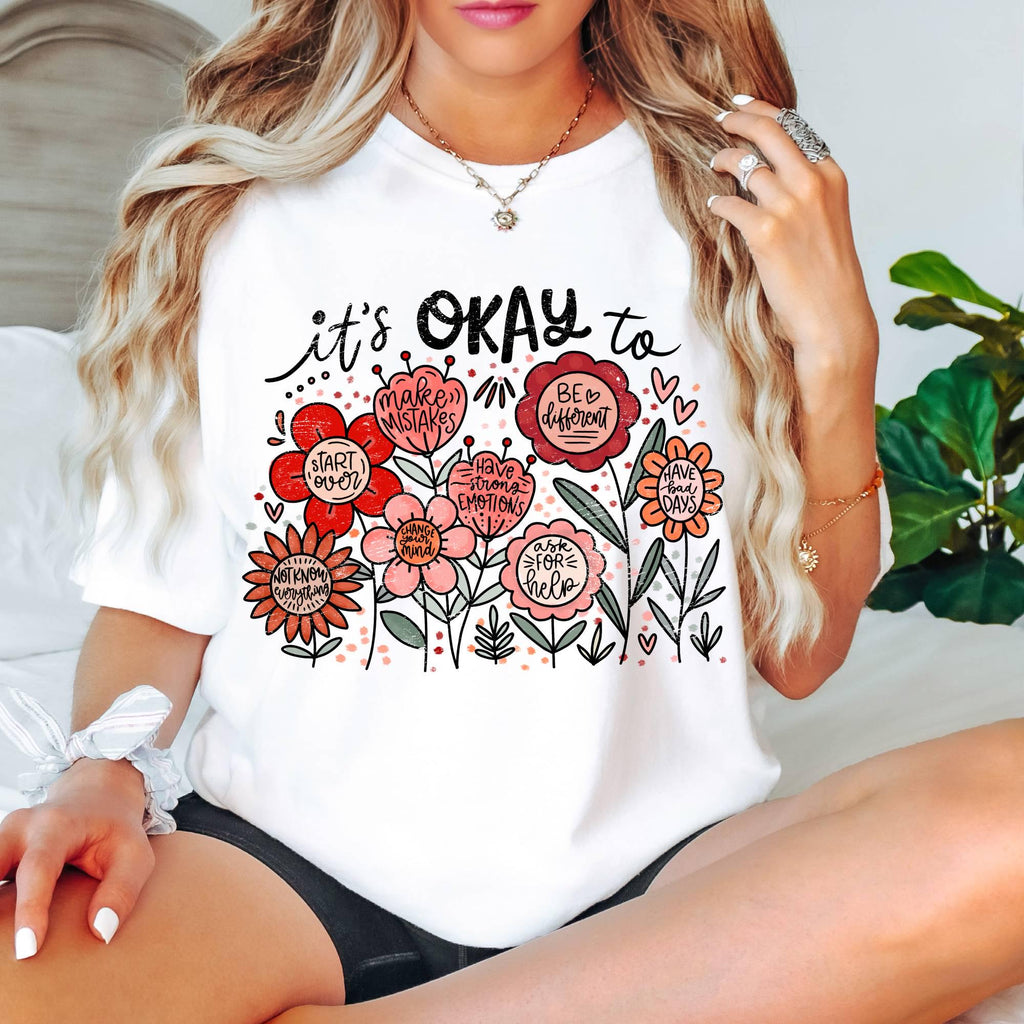 Comfort Colors Floral Graphic Tee, Teacher Positivity Shirt