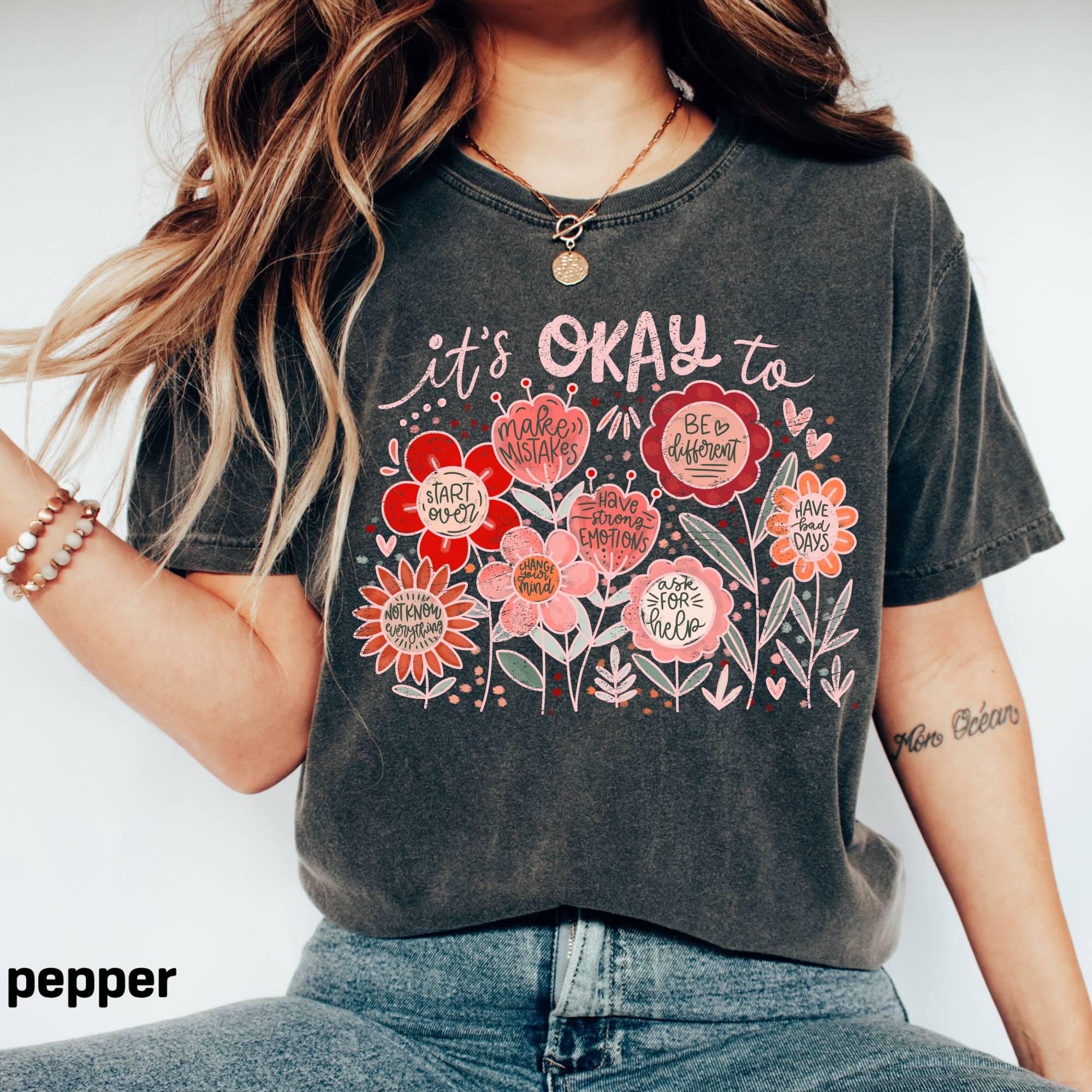 Comfort Colors Floral Graphic Tee, Teacher Positivity Shirt