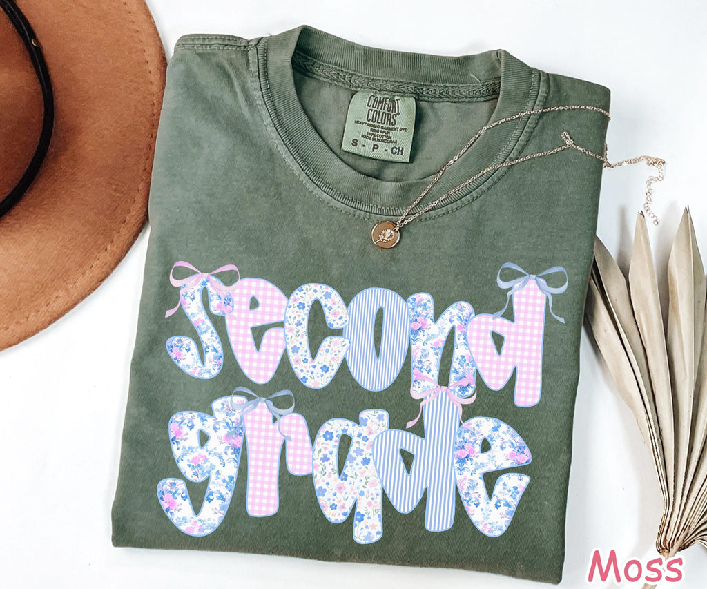 Comfort Colors® Second Grade Teacher Shirt, Coquette Bow 2nd Grade Teacher Shirt, Back to School Shirt, Elementary School, Cute Teacher Gift
