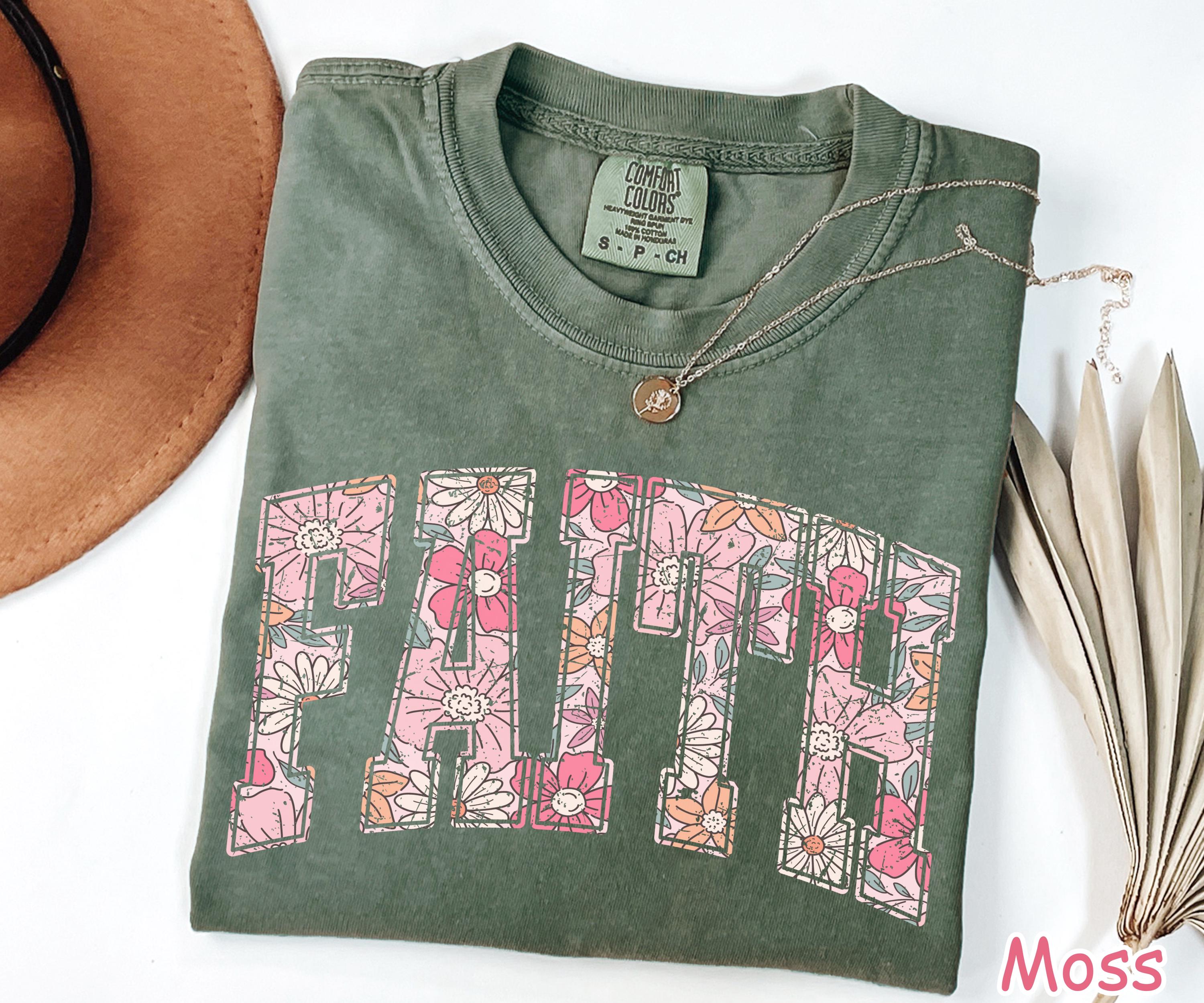 Comfort Colors® Boho Floral Faith Shirt, Religious Shirt, Vintage Floral Christian T-shirt, Bible Verse Shirt, Christian Gift for Women
