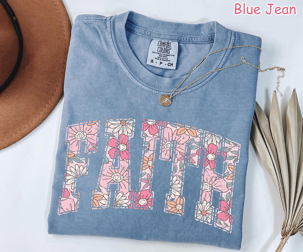 Comfort Colors® Boho Floral Faith Shirt, Religious Shirt, Vintage Floral Christian T-shirt, Bible Verse Shirt, Christian Gift for Women