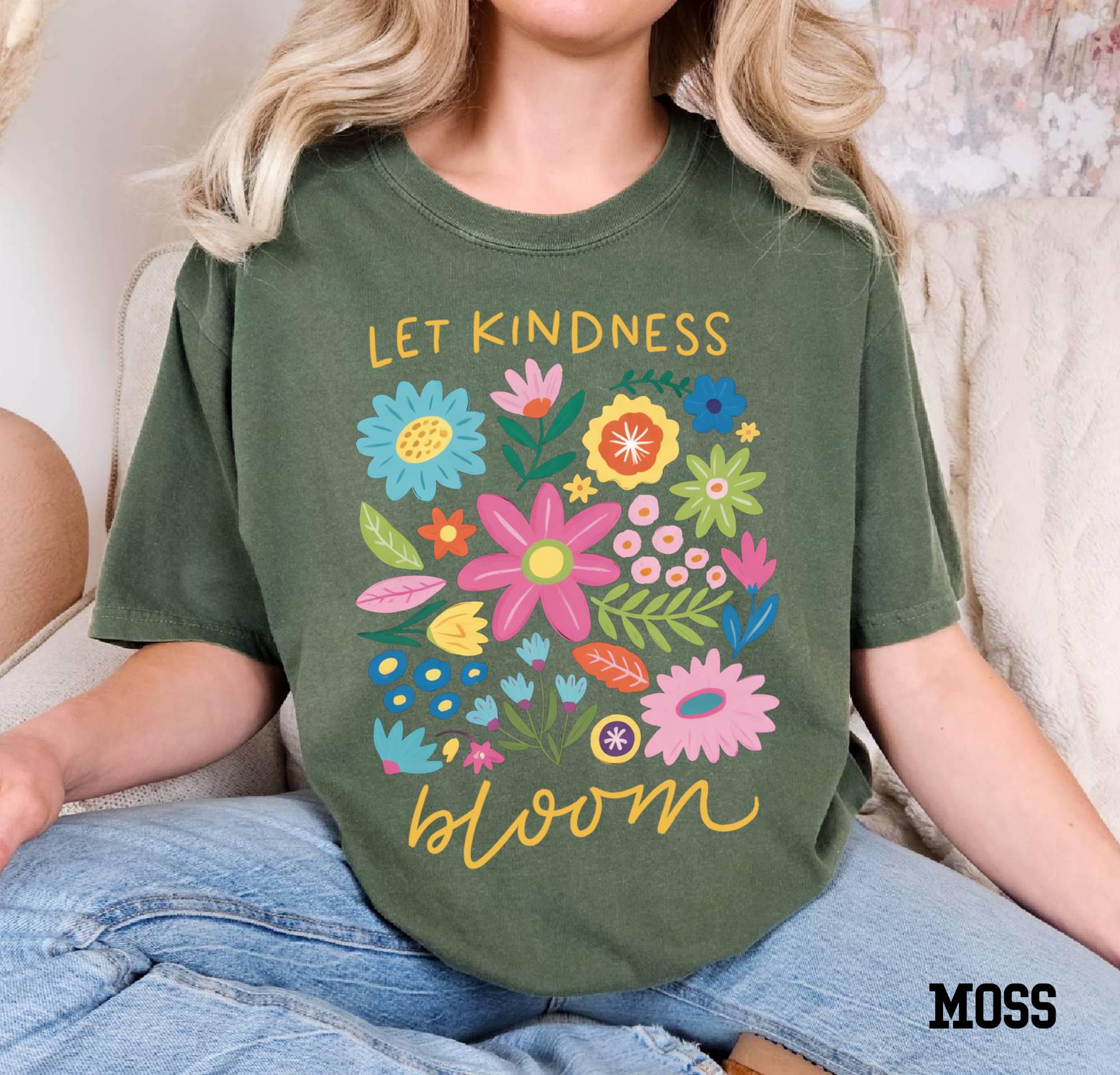Comfort Colors Kindness Bloom Tee, Retro Floral Shirt