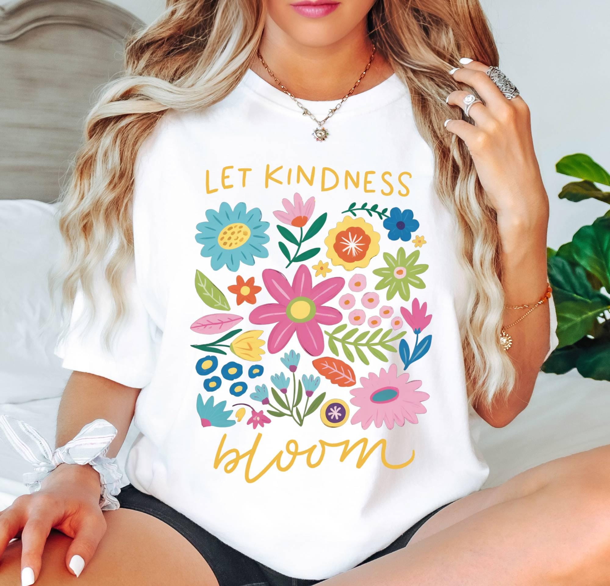 Comfort Colors Kindness Bloom Tee, Retro Floral Shirt