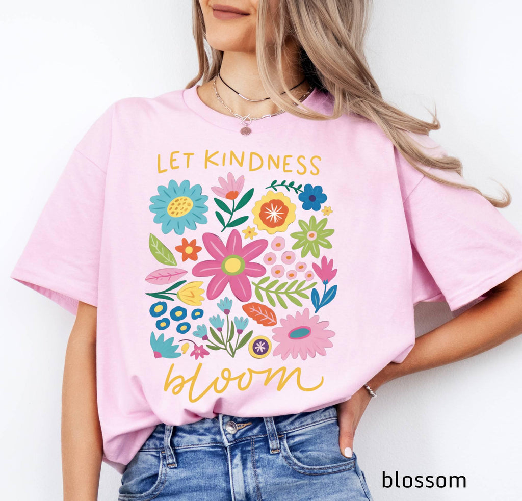 Comfort Colors Kindness Bloom Tee, Retro Floral Shirt