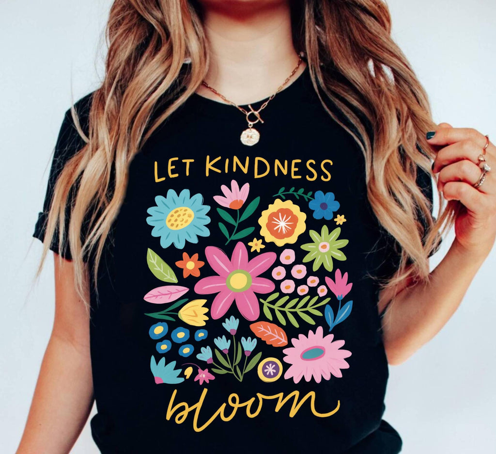 Comfort Colors Kindness Bloom Tee, Retro Floral Shirt