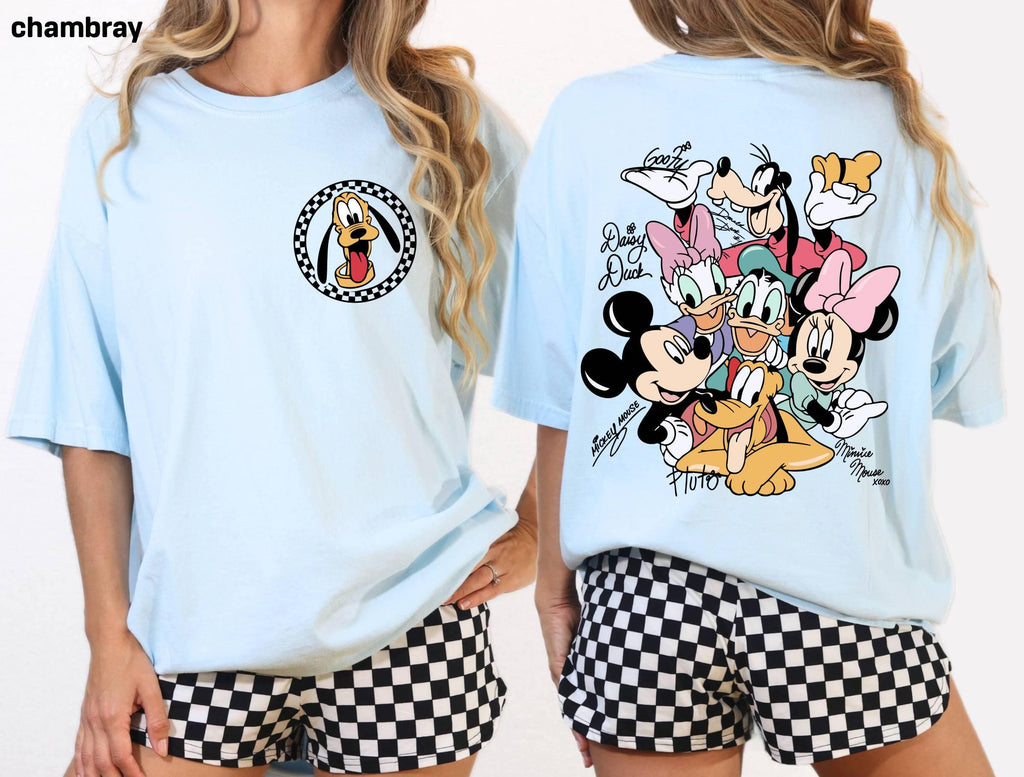 Custom Magical Mouse and Friends Signatures Comfort Colors Shirt, Personalize Magical Kingdom Family Vacation Tee Mouse Era Family 2026 Trip