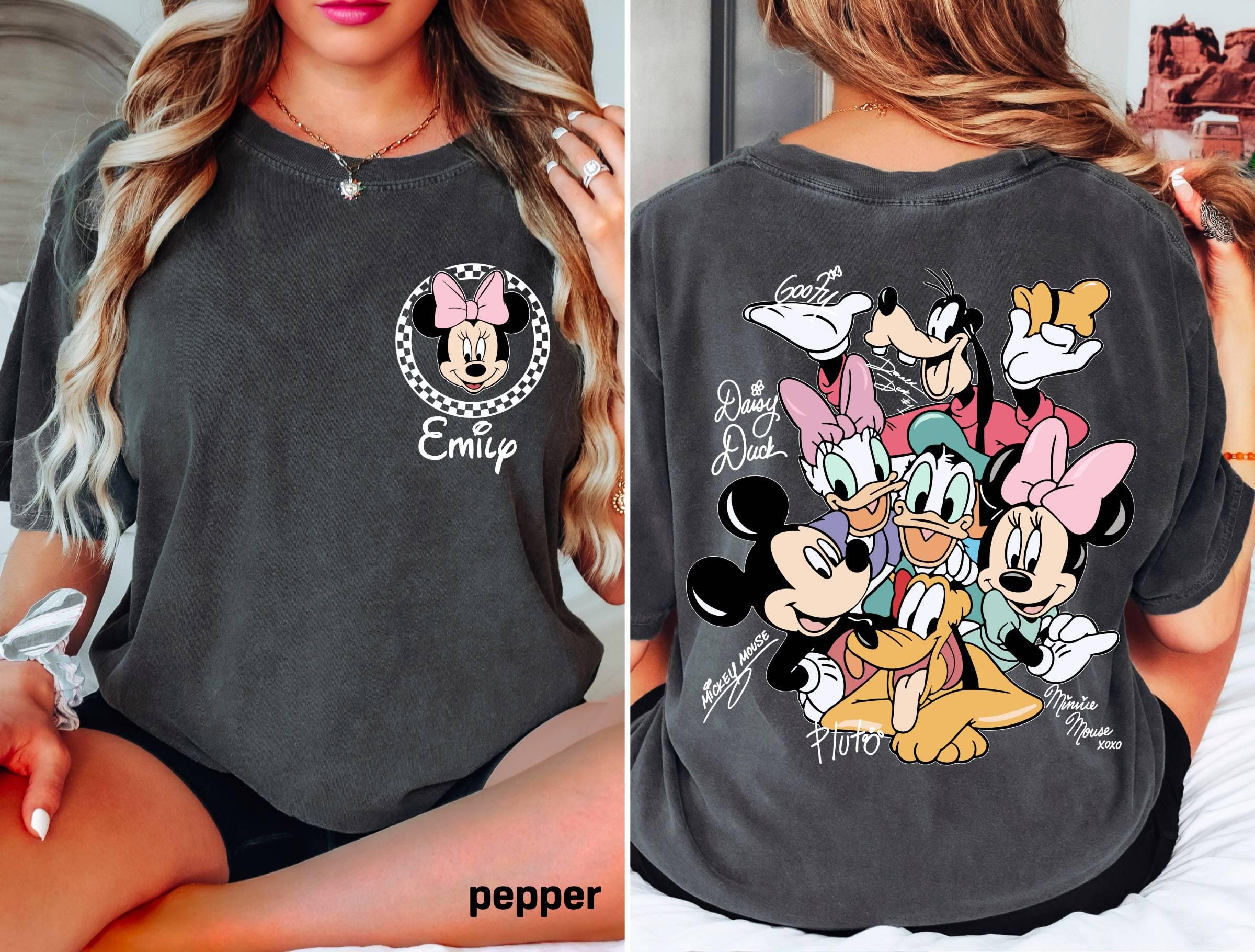 Custom Magical Mouse and Friends Signatures Comfort Colors Shirt, Personalize Magical Kingdom Family Vacation Tee Mouse Era Family 2026 Trip