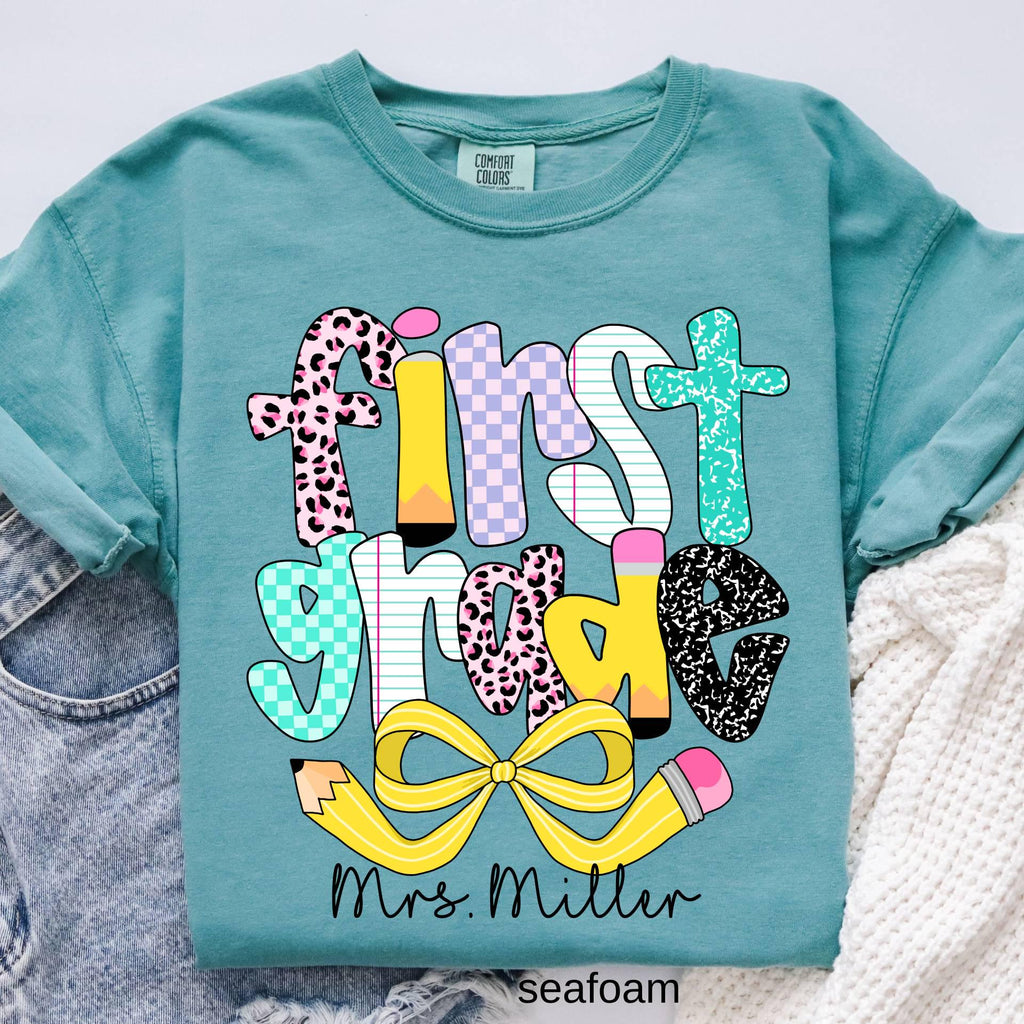Personalized First Grade Teacher Comfort Colors Shirt
