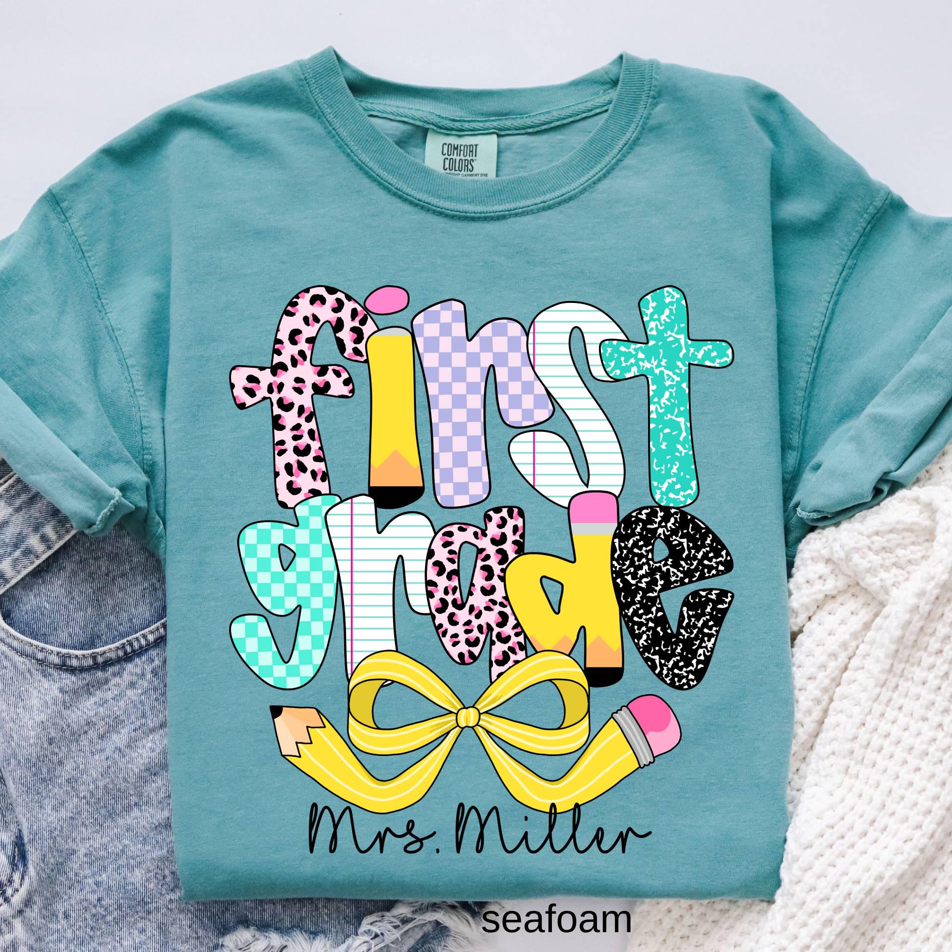 Personalized First Grade Teacher Comfort Colors Shirt