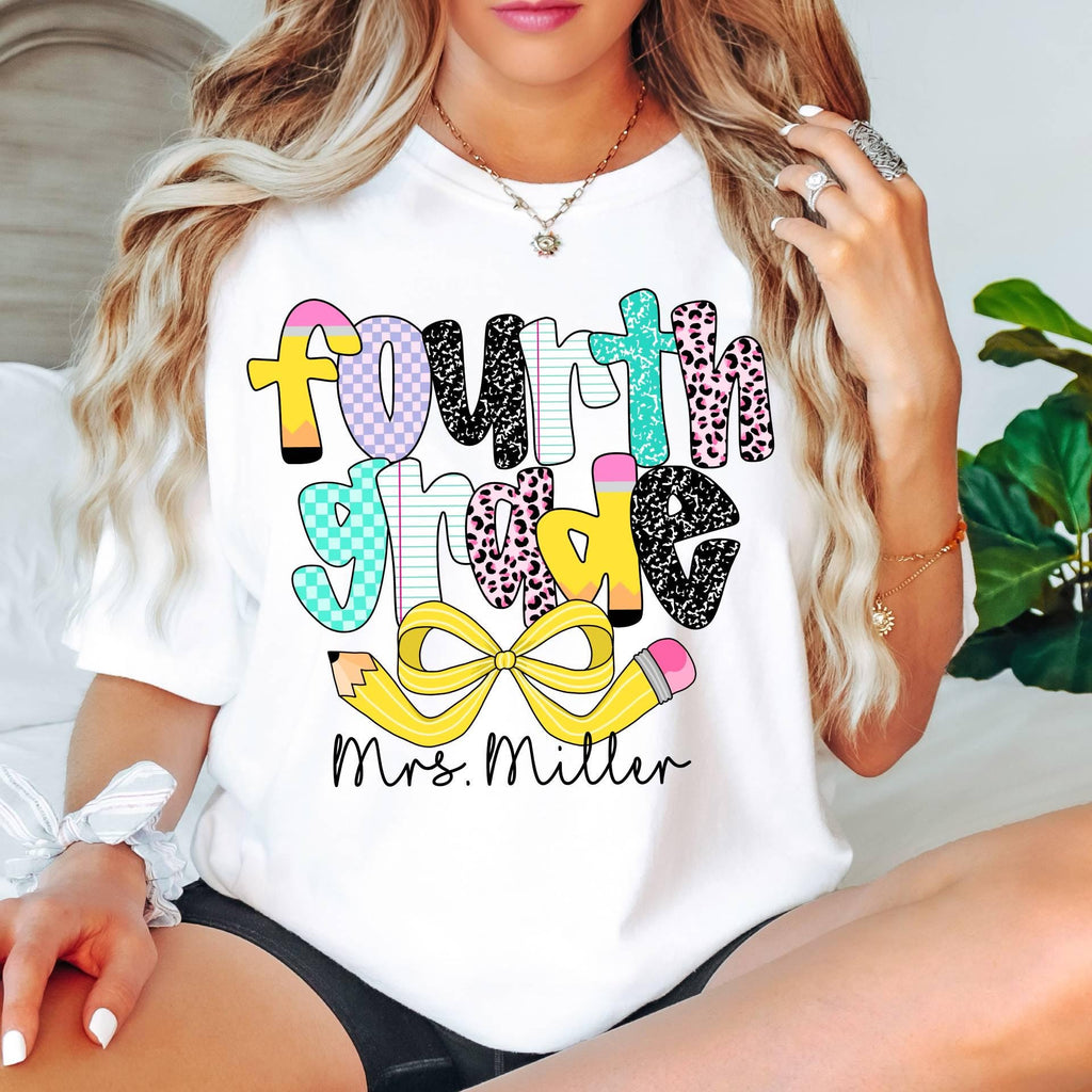 Comfort Colors© Personalized Fourth Grade Teacher Shirt, Custom 4th Grade Teacher Shirt,Fourth Grade Tee Back to School,First Day of School