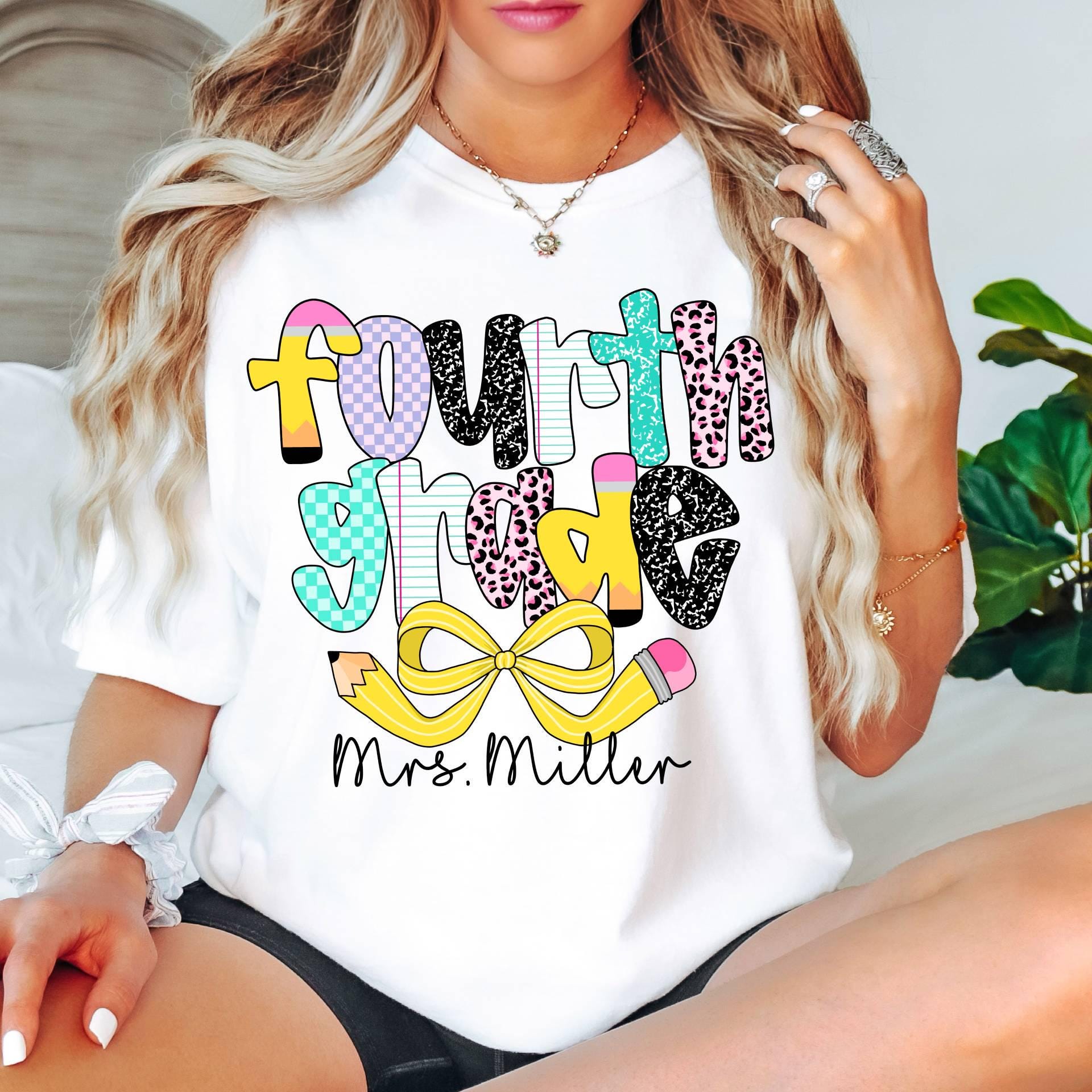 Comfort Colors© Personalized Fourth Grade Teacher Shirt, Custom 4th Grade Teacher Shirt,Fourth Grade Tee Back to School,First Day of School