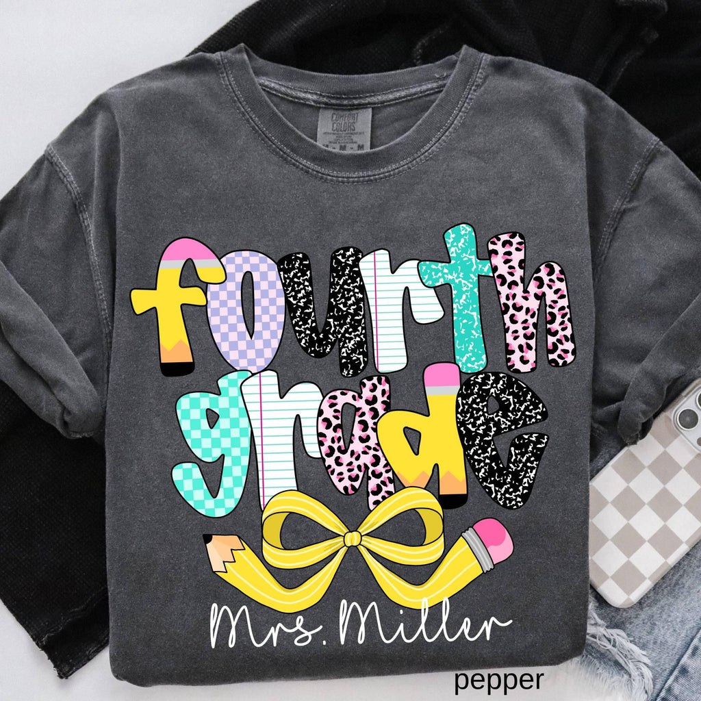 Comfort Colors© Personalized Fourth Grade Teacher Shirt, Custom 4th Grade Teacher Shirt,Fourth Grade Tee Back to School,First Day of School