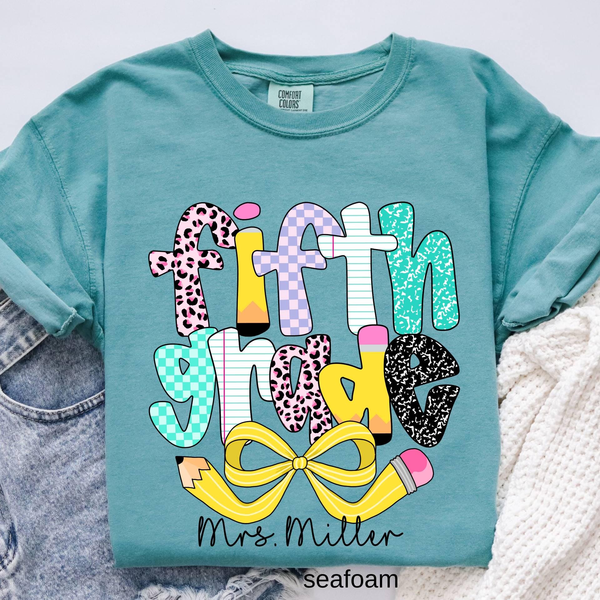 Comfort Colors Custom Fifth Grade Teacher Shirt, Back to School Tee