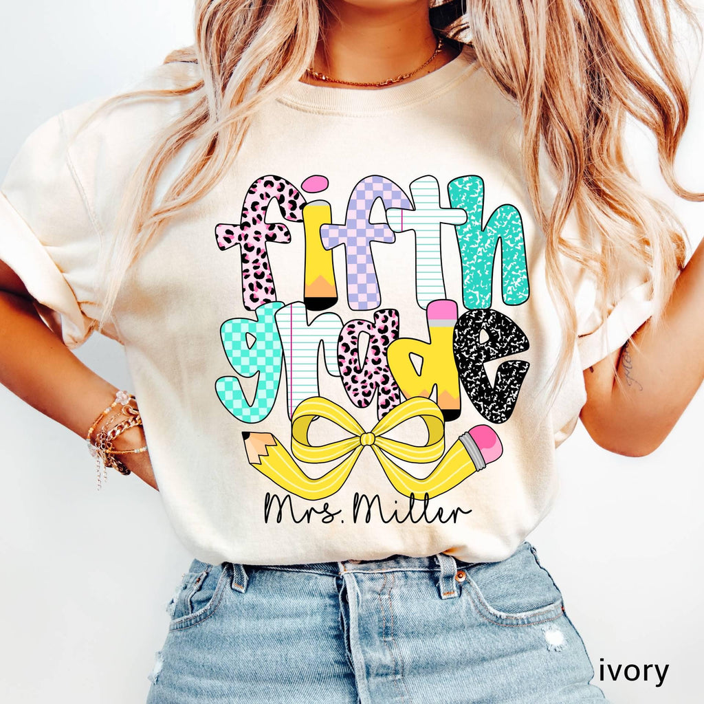 Comfort Colors Custom Fifth Grade Teacher Shirt, Back to School Tee