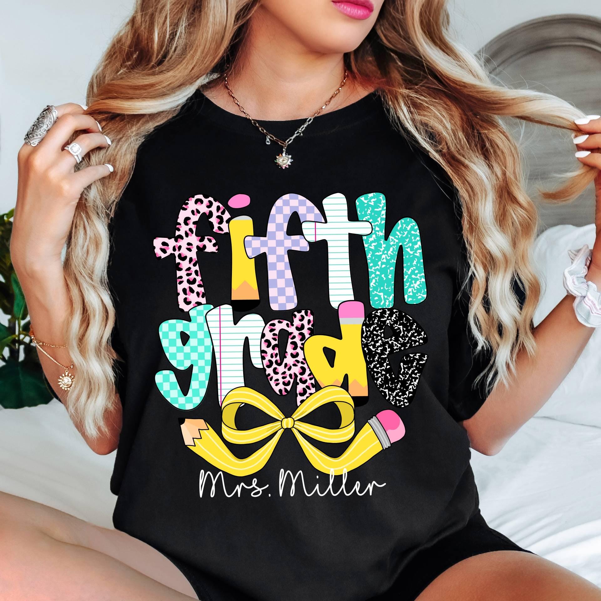 Comfort Colors Custom Fifth Grade Teacher Shirt, Back to School Tee