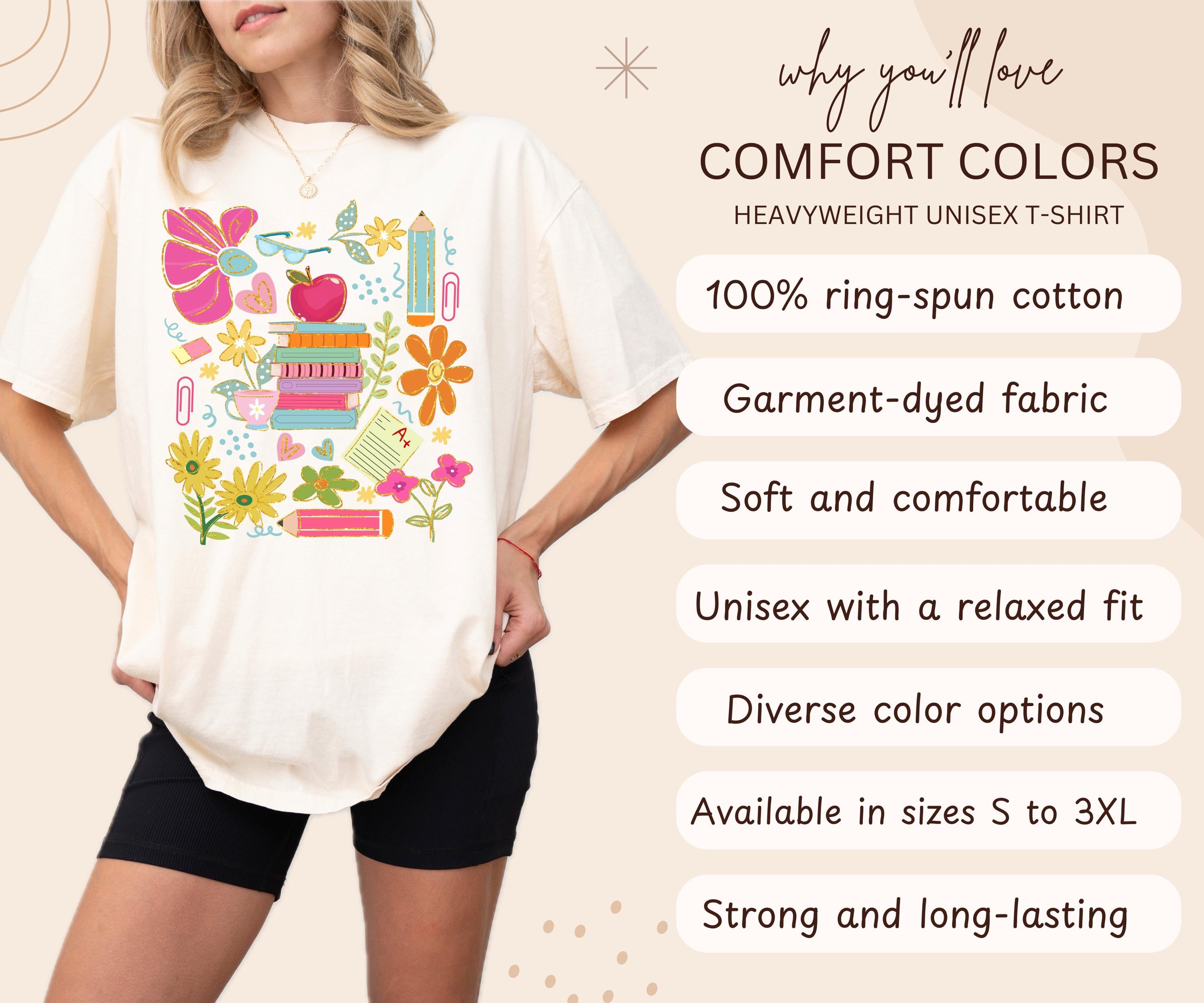Comfort Colors® Boho Floral Teacher Shirt, Cute Gift for Teacher, Teacher Appreciation Gift, Retro Teacher Flower Shirt, Cute Teaching Shirt
