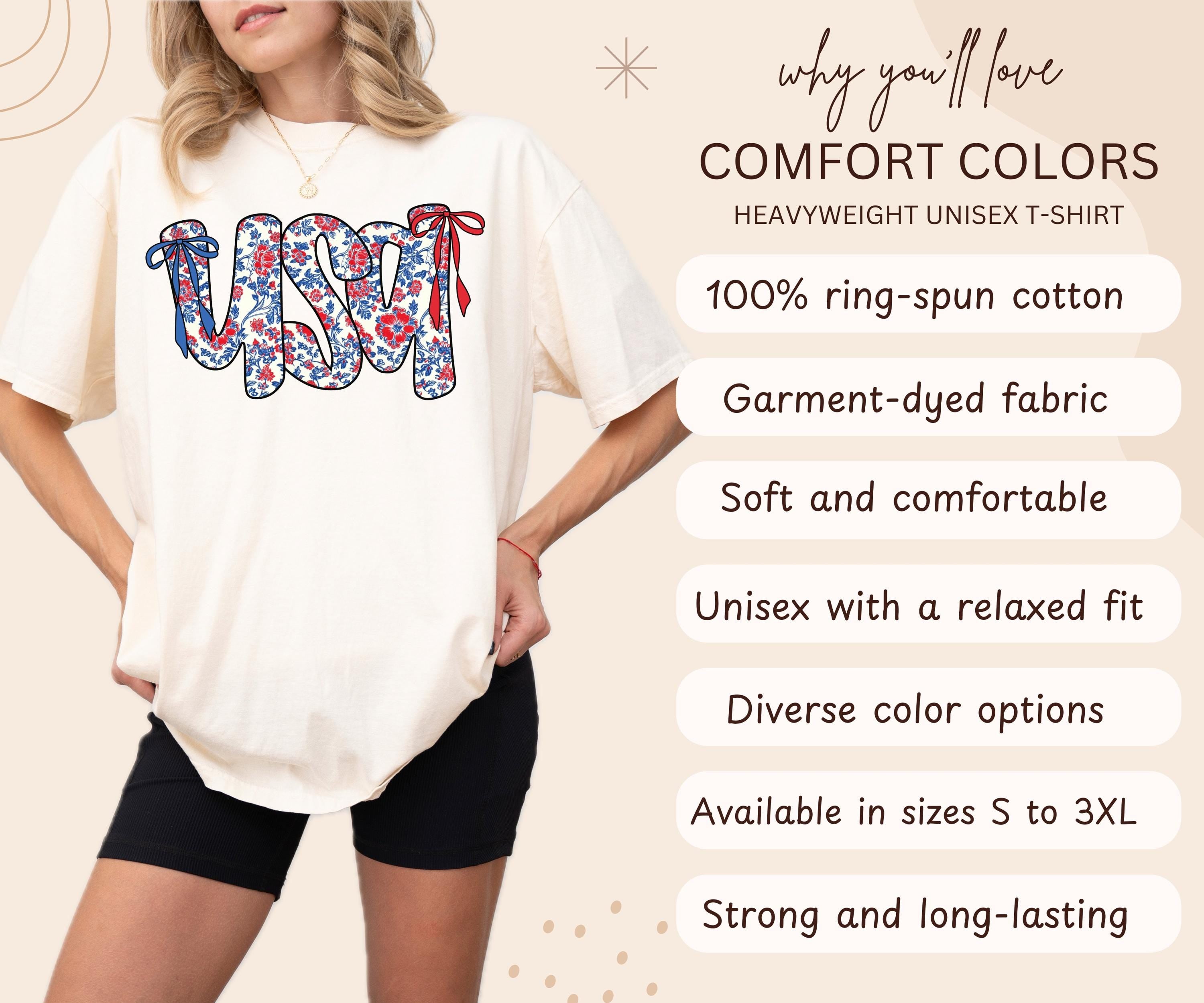 Comfort Colors® Coquette Bow USA Shirt 4th of July Shirt Cute Women's Patriotic Shirt USA Bow Tee America Shirt Fourth of July Gift for Her