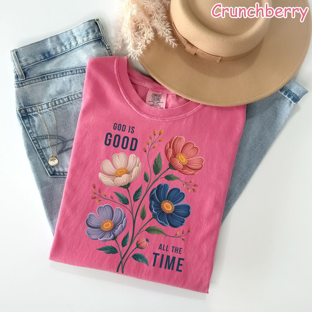 Comfort Colors® God Is Good Shirt, Floral Christian Shirt, Faith Based T-Shirt, Religious Shirt, Bible Verse Shirt, Christian Gift for Women