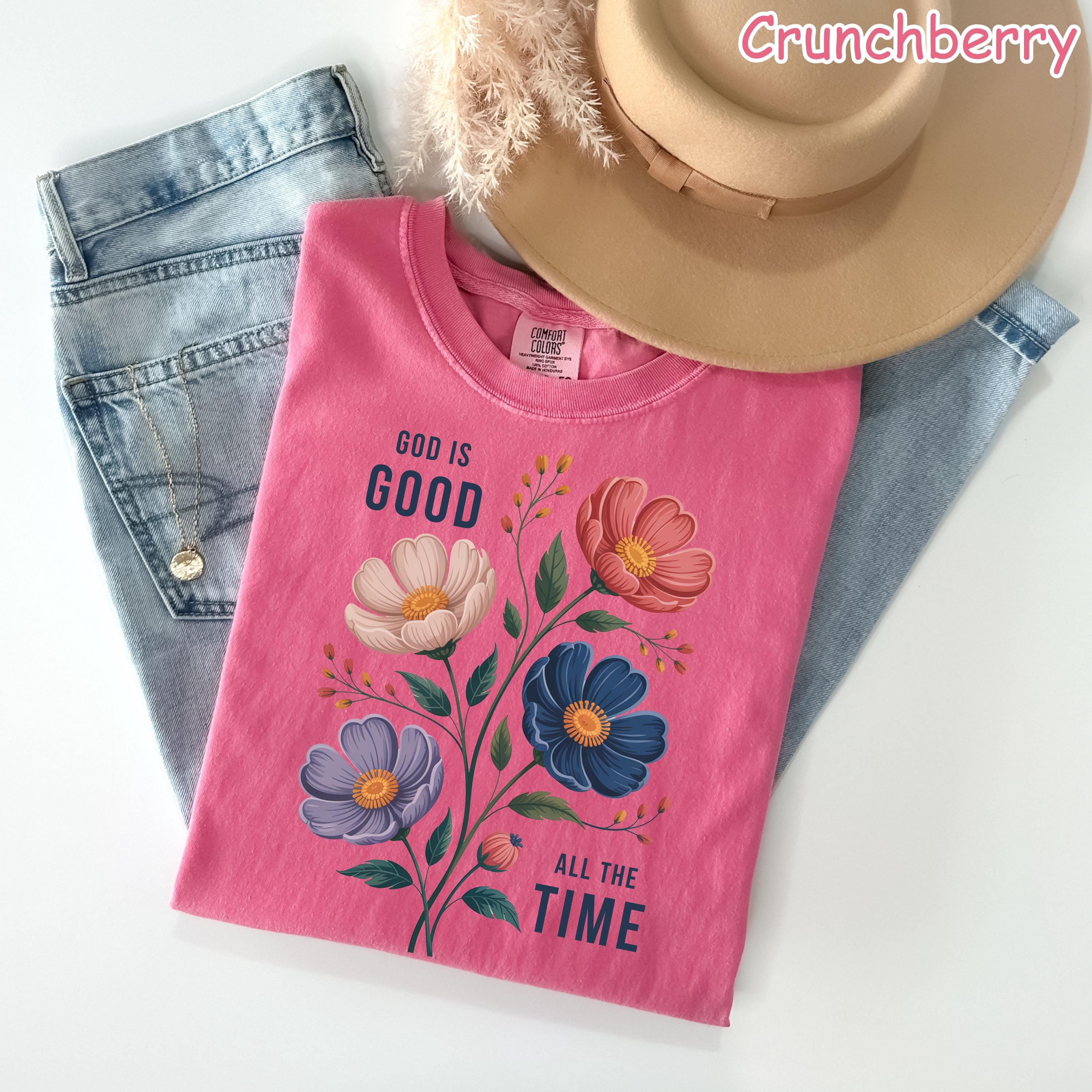 Comfort Colors® God Is Good Shirt, Floral Christian Shirt, Faith Based T-Shirt, Religious Shirt, Bible Verse Shirt, Christian Gift for Women