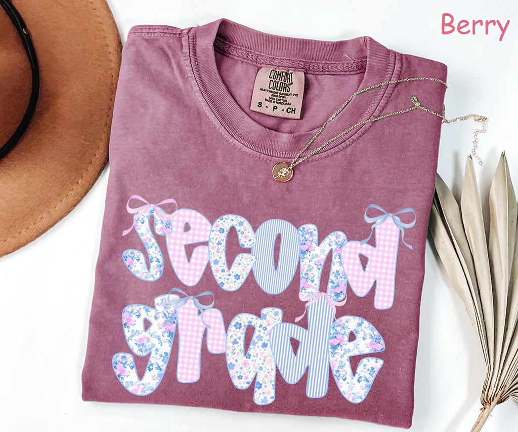 Comfort Colors® Second Grade Teacher Shirt, Coquette Bow 2nd Grade Teacher Shirt, Back to School Shirt, Elementary School, Cute Teacher Gift