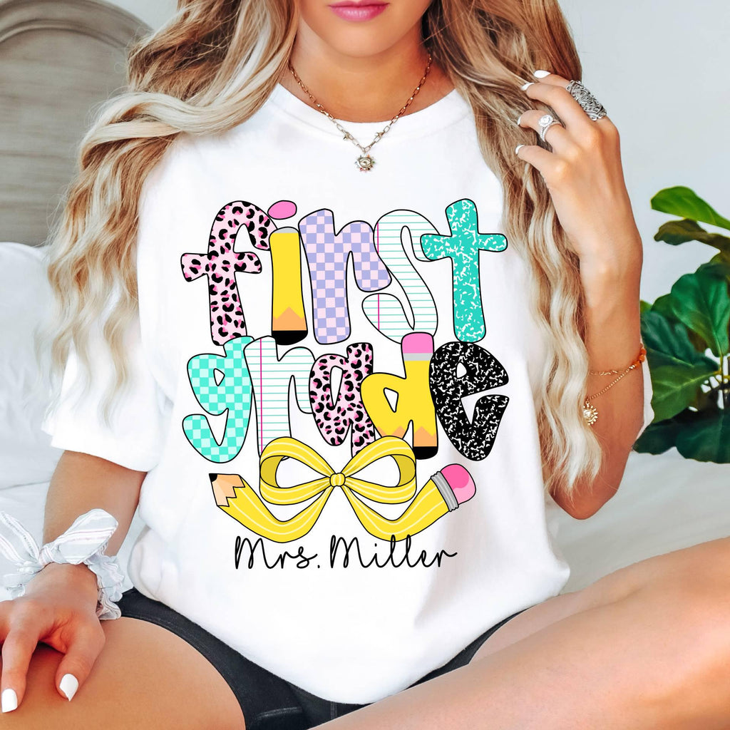 Personalized First Grade Teacher Comfort Colors Shirt