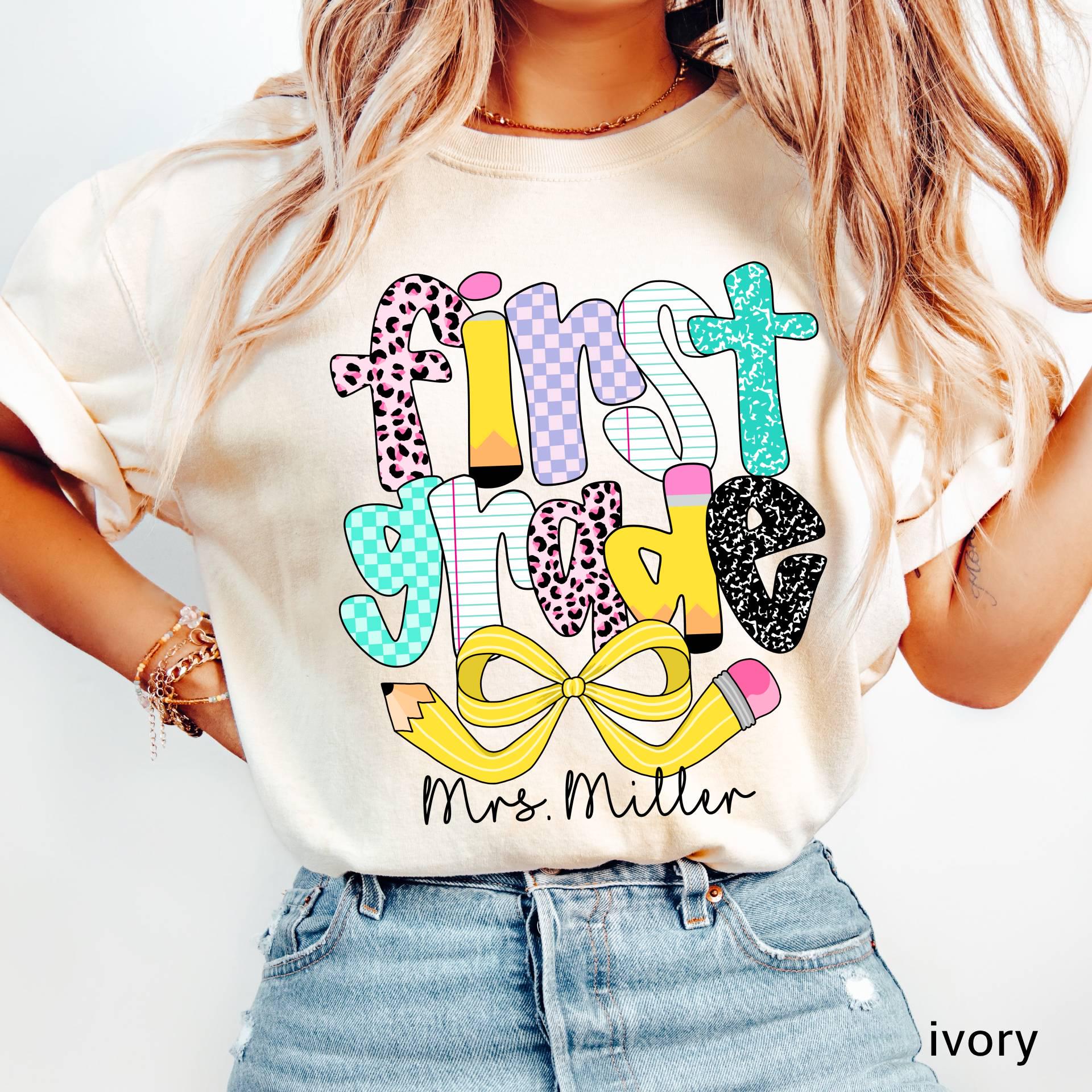 Personalized First Grade Teacher Comfort Colors Shirt