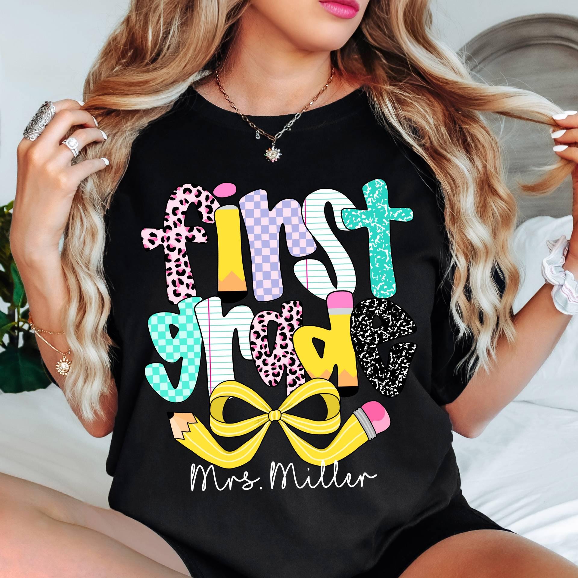 Personalized First Grade Teacher Comfort Colors Shirt