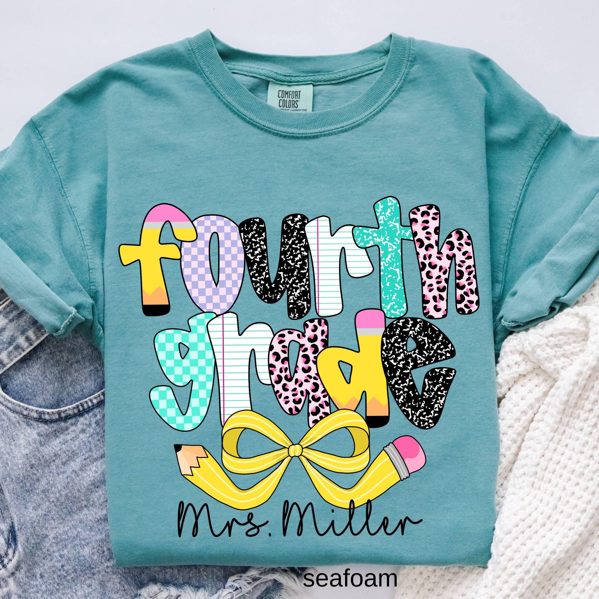 Comfort Colors© Personalized Fourth Grade Teacher Shirt, Custom 4th Grade Teacher Shirt,Fourth Grade Tee Back to School,First Day of School