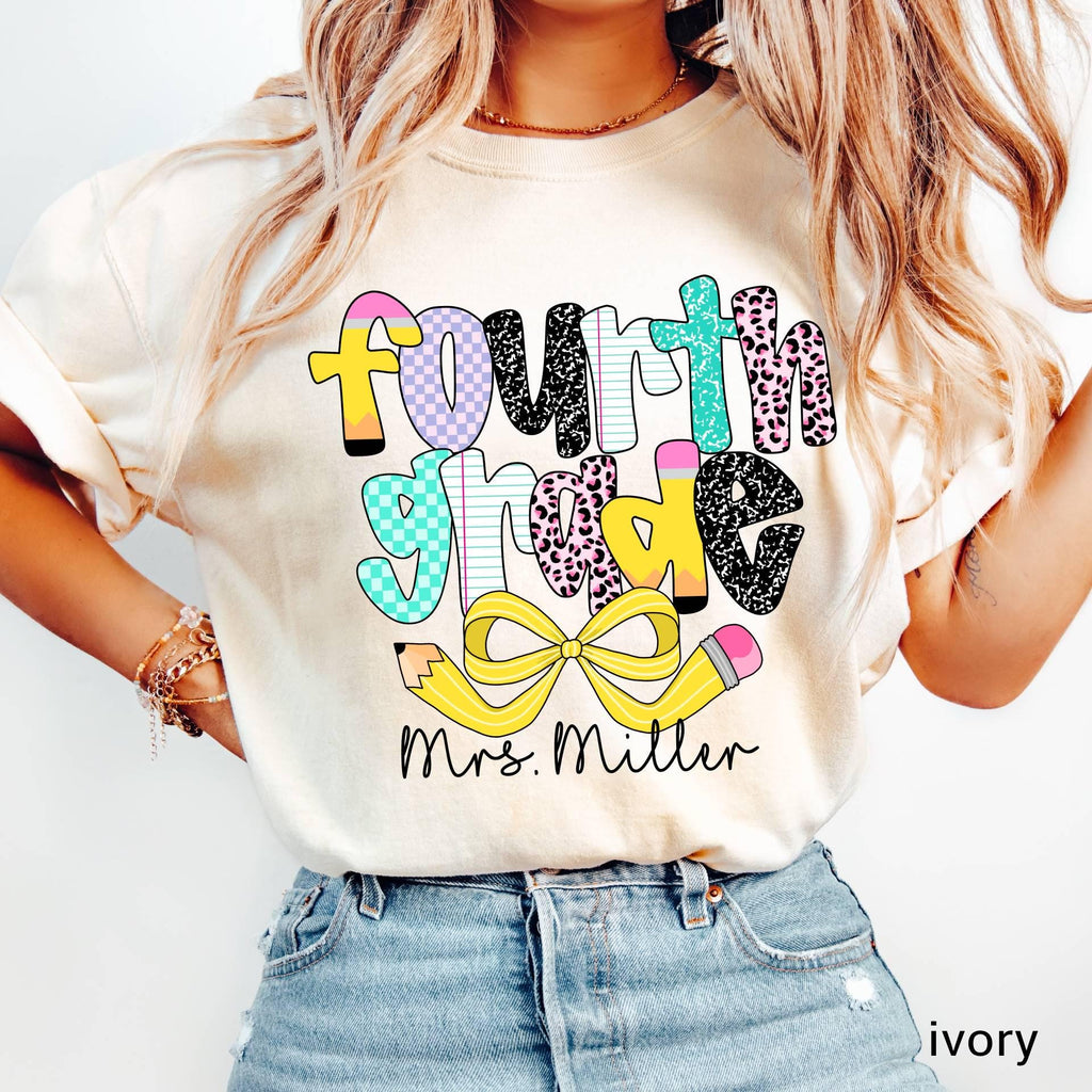 Comfort Colors© Personalized Fourth Grade Teacher Shirt, Custom 4th Grade Teacher Shirt,Fourth Grade Tee Back to School,First Day of School