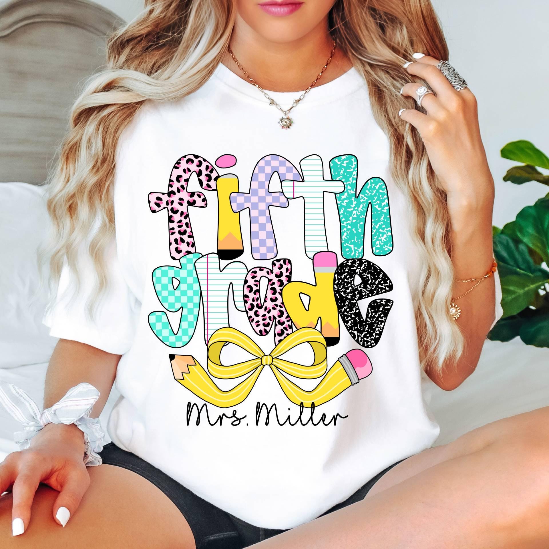 Comfort Colors Custom Fifth Grade Teacher Shirt, Back to School Tee