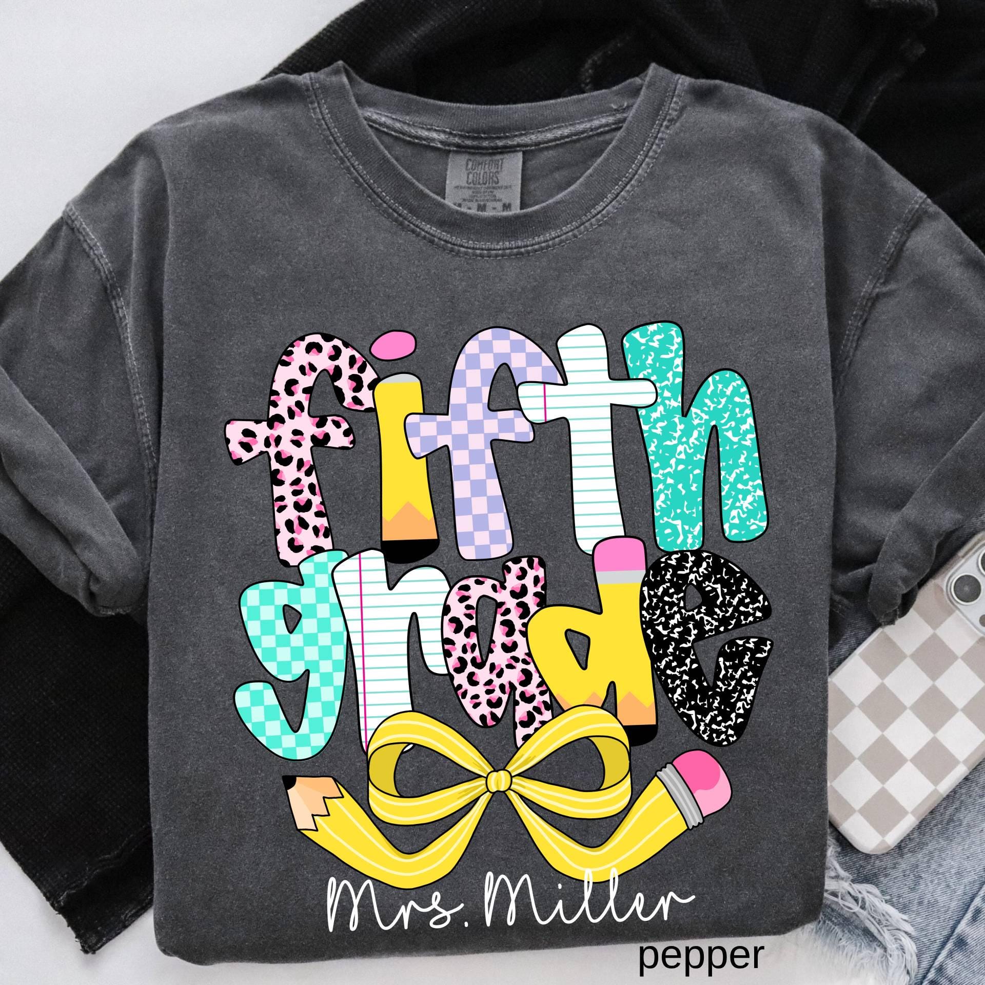 Comfort Colors Custom Fifth Grade Teacher Shirt, Back to School Tee