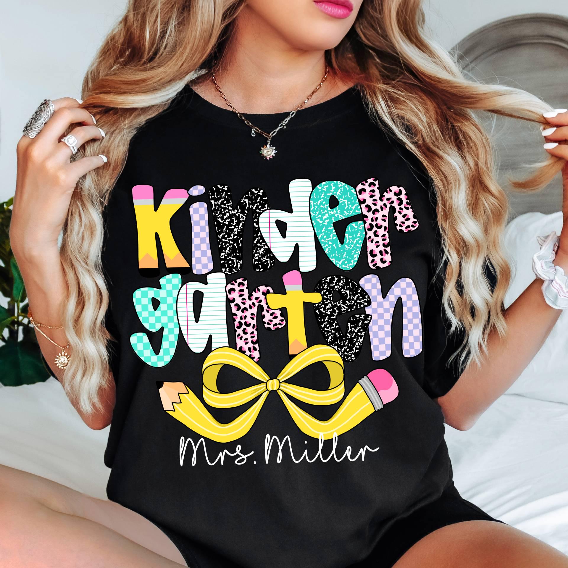 Personalized Kindergarten Teacher Shirt, Comfort Colors Back to School Tee