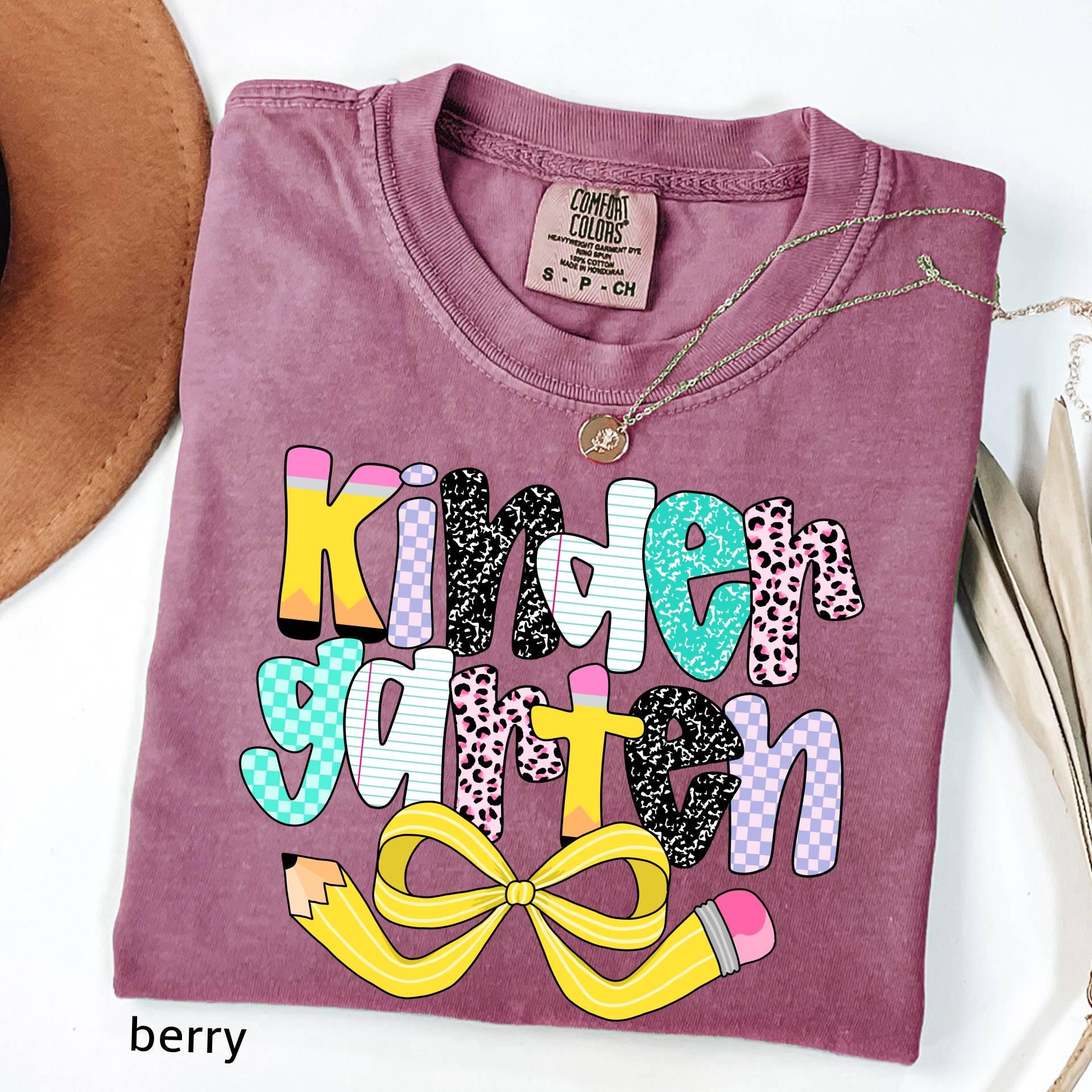 Personalized Kindergarten Teacher Shirt, Comfort Colors Back to School Tee