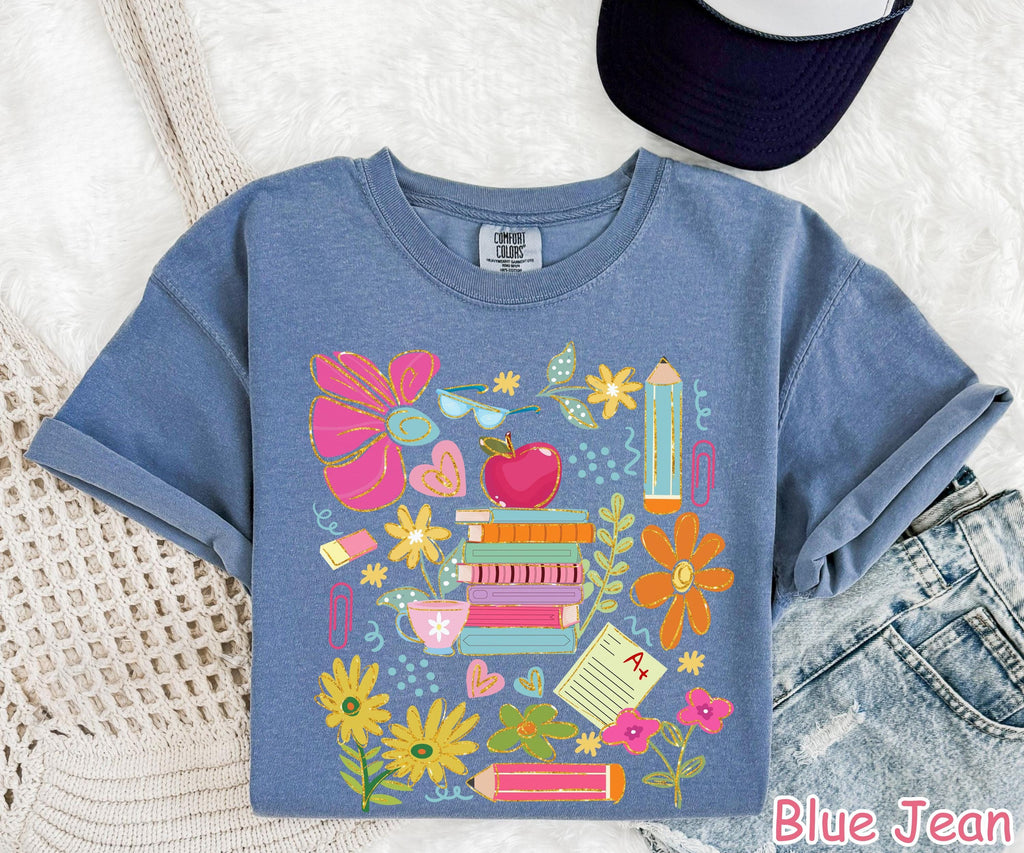 Comfort Colors® Boho Floral Teacher Shirt, Cute Gift for Teacher, Teacher Appreciation Gift, Retro Teacher Flower Shirt, Cute Teaching Shirt