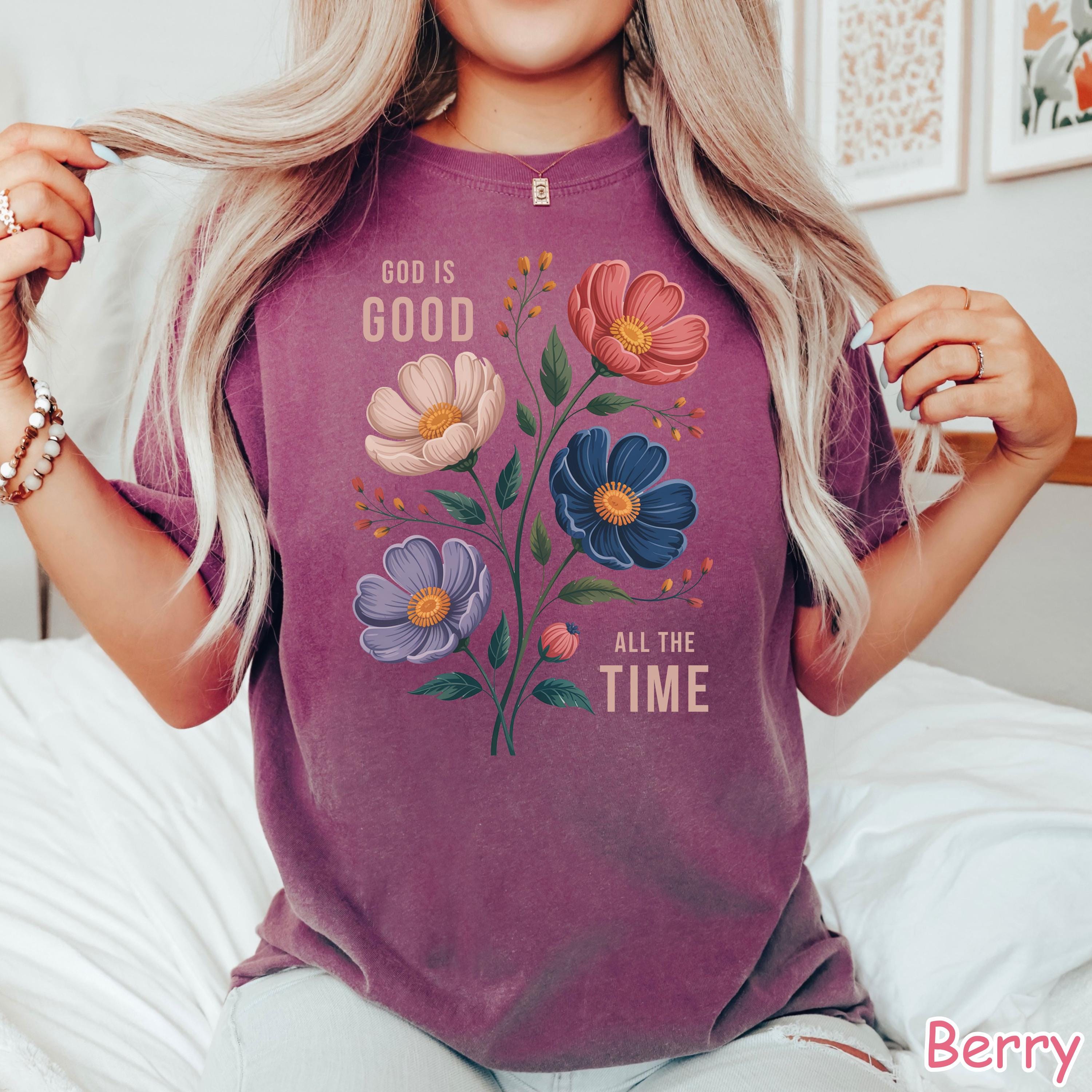Comfort Colors® God Is Good Shirt, Floral Christian Shirt, Faith Based T-Shirt, Religious Shirt, Bible Verse Shirt, Christian Gift for Women