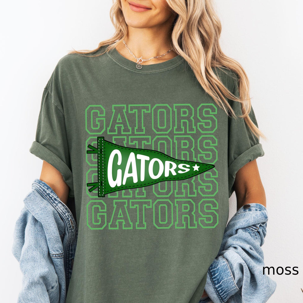 Comfort Colors© Personlaized Mascot Pennants Flag Shirt, Watercolor Pennant Mascot Shirt, School Spirit Shirt, Matching Team Cheer Mom shirt