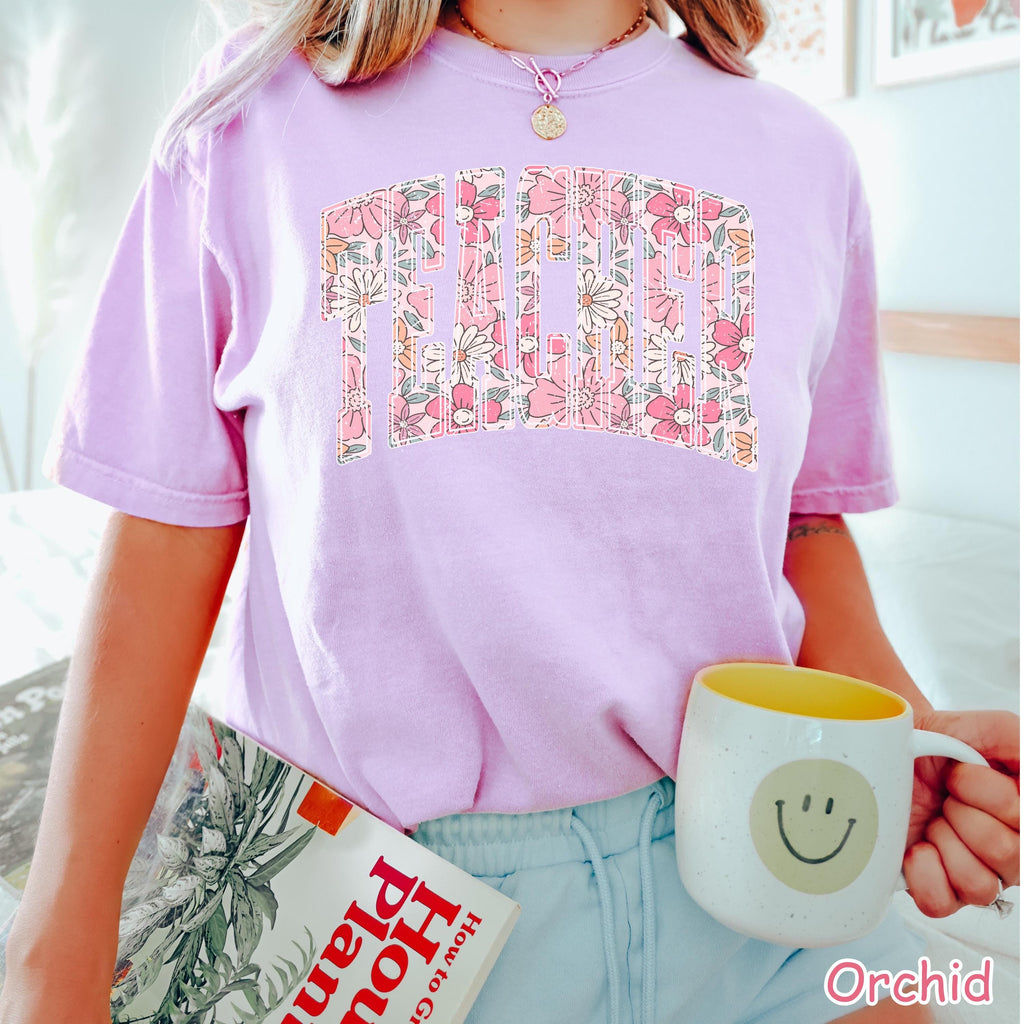 Comfort Colors® Floral Teacher Shirt Cute Teacher Gift Spring Floral Teacher Tee Gift for Teacher Teaching Shirt Teacher Appreciation Gift