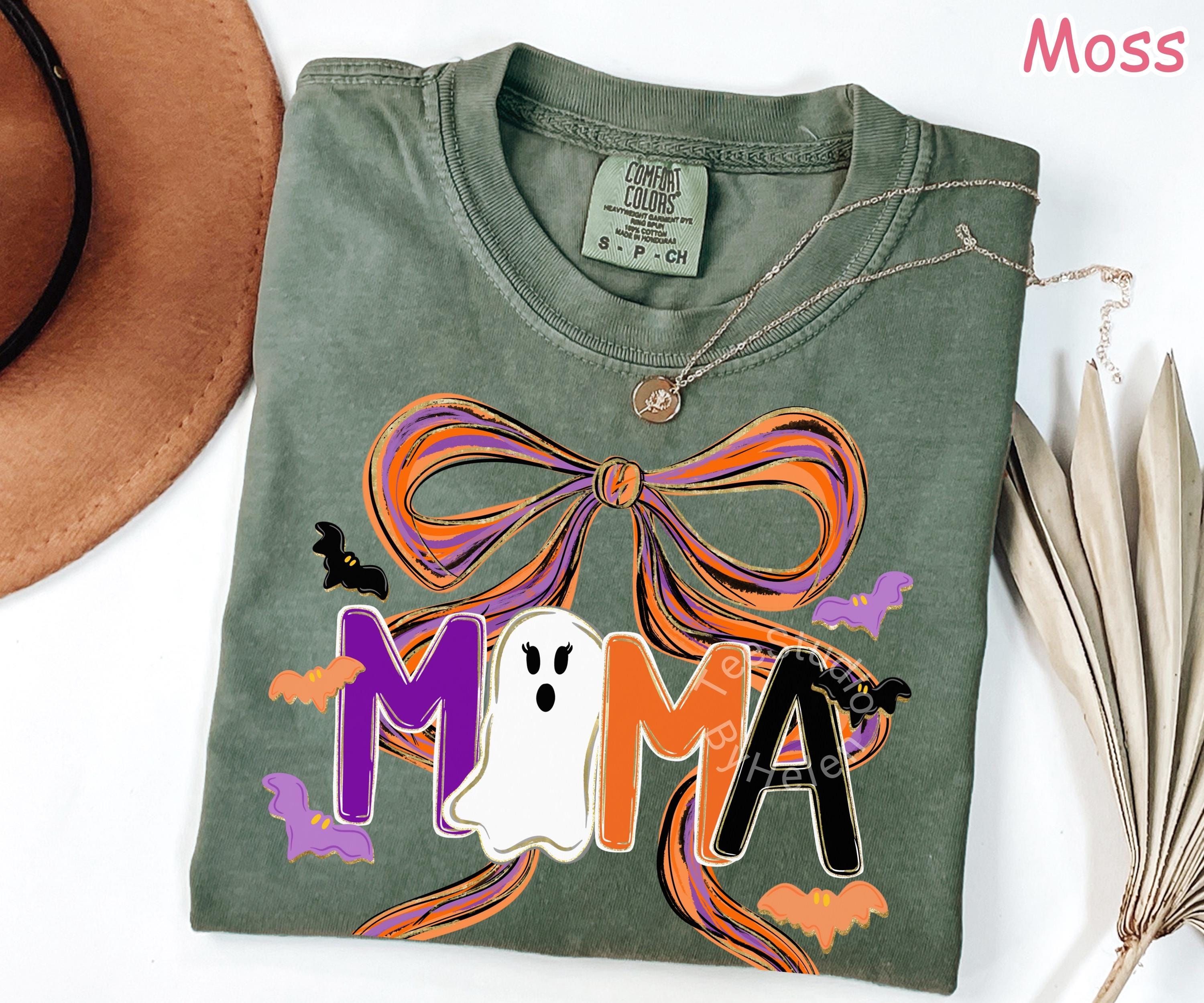 Comfort Colors® Halloween Mama Shirt, Coquette Halloween Mom Shirt, Spooky Mama Shirt, Cute Ghost Mama Shirt, Fall Mama Shirt, Gift for Mom