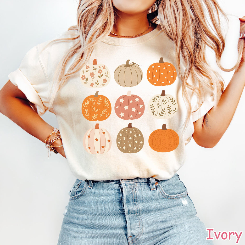 Comfort Colors® Boho Pumpkin Shirt, Fall Pumpkin T-Shirt, Autumn Pumpkins Shirt, Cute Pumpkin Season Shirt, Pumpkin Patch Shirt for Women