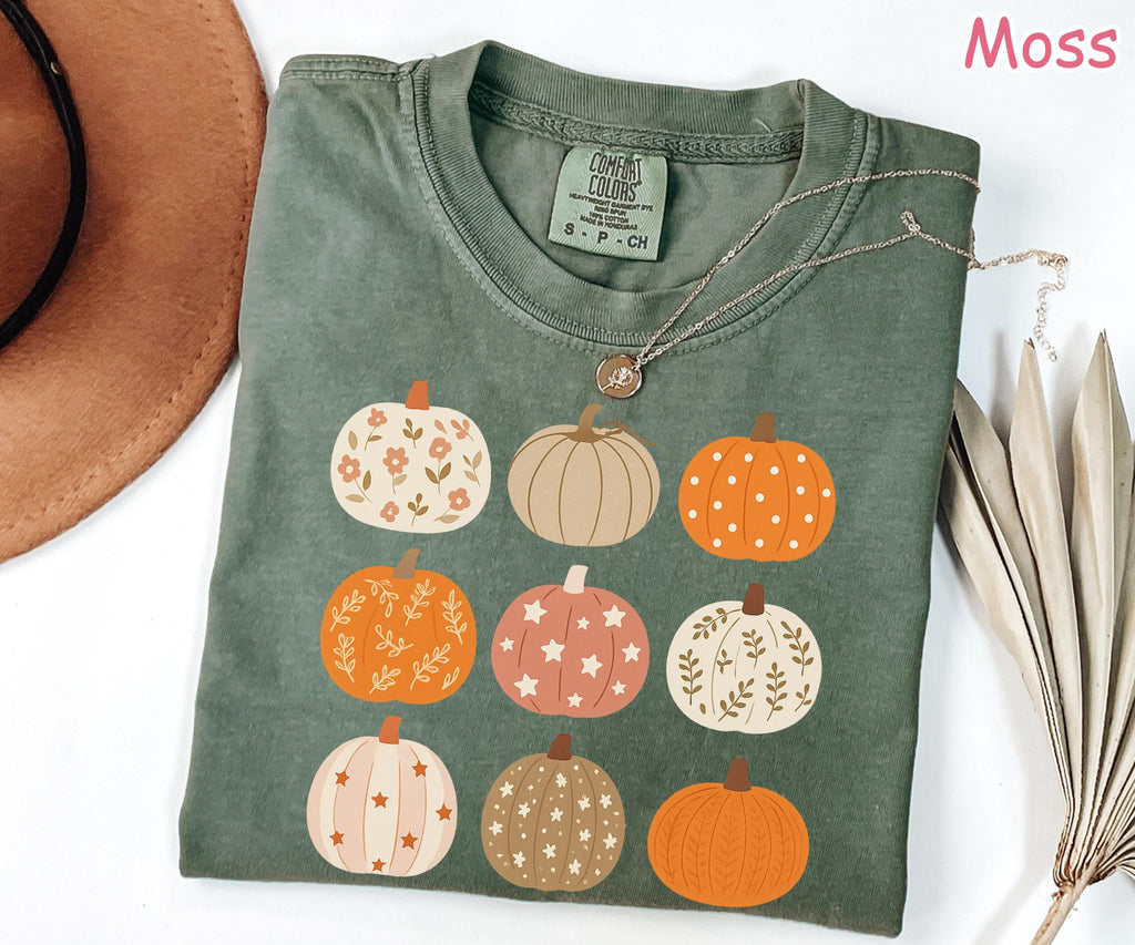 Comfort Colors® Boho Pumpkin Shirt, Fall Pumpkin T-Shirt, Autumn Pumpkins Shirt, Cute Pumpkin Season Shirt, Pumpkin Patch Shirt for Women