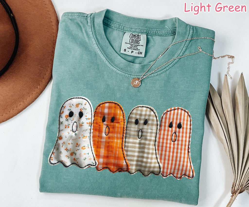 Comfort Colors® Cute Floral Ghost Shirt, Retro Halloween Ghost Shirt, Spooky Season Tee, Fall Aesthetic Shirt, Women's Halloween Graphic Tee