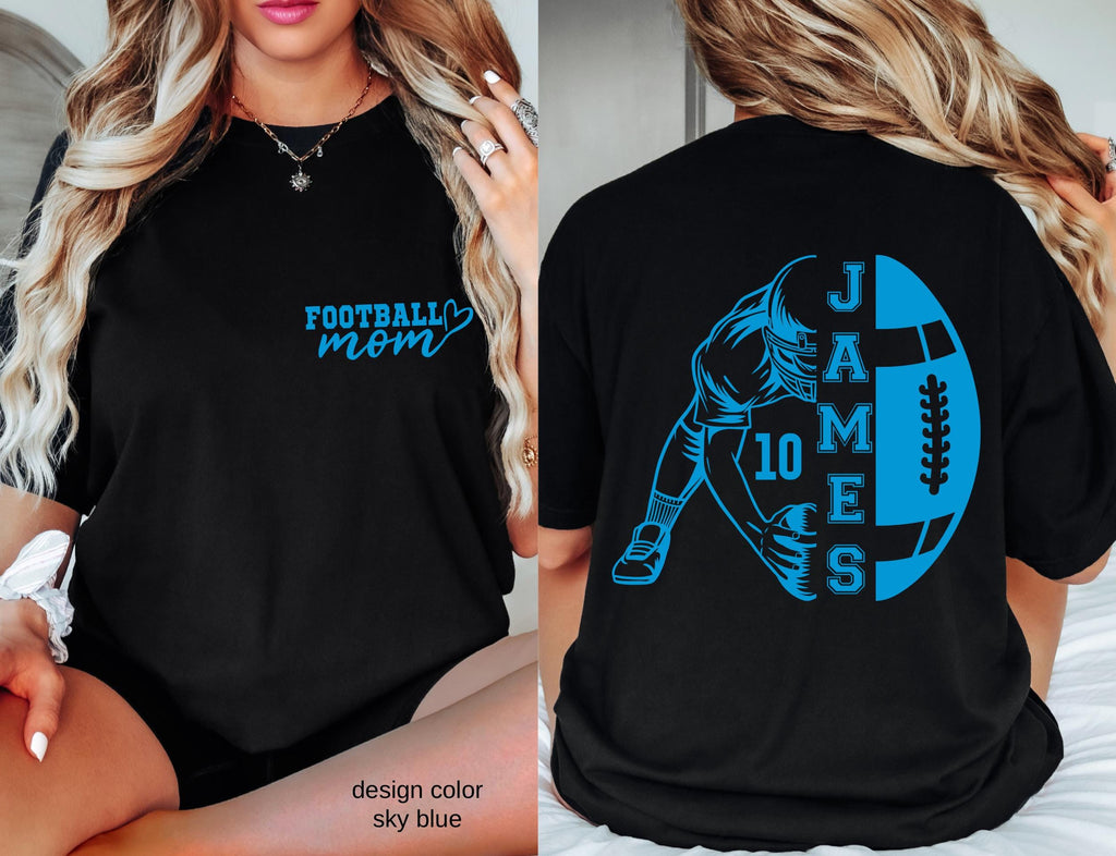 Comfort Colors© Custom Football Cheer Mom Shirt Family Gameday Mom of Both Shirt Football Cheer Gift for Mom Cheer and Football High School