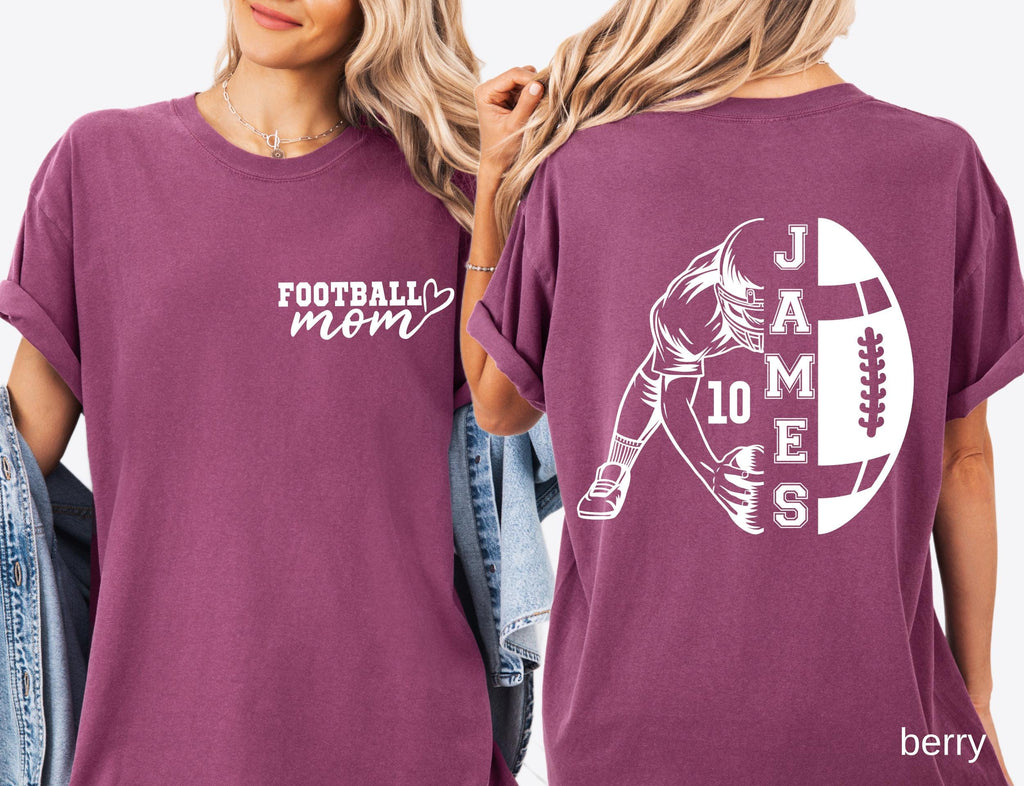 Comfort Colors© Custom Football Cheer Mom Shirt Family Gameday Mom of Both Shirt Football Cheer Gift for Mom Cheer and Football High School