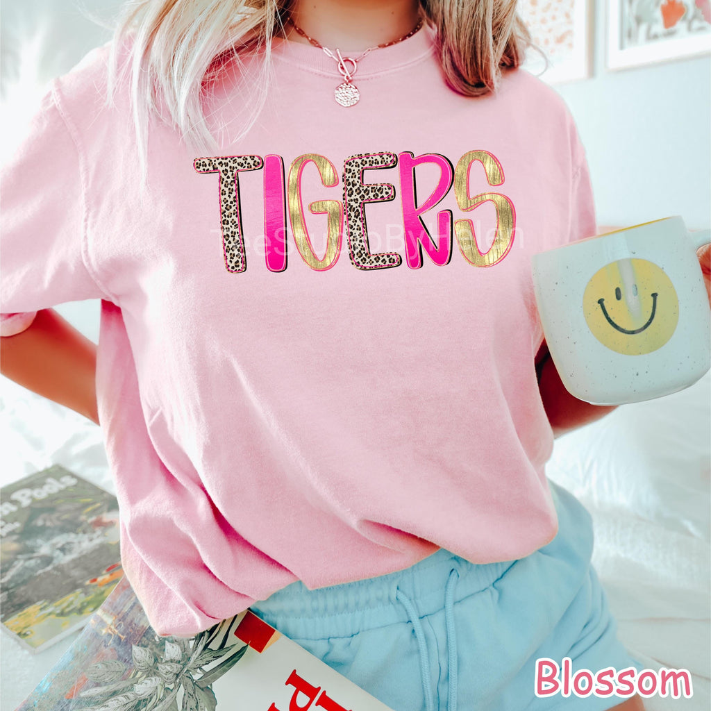 Comfort Colors® Retro Tigers Shirt, Football Game Day Shirt, School Mascot Shirt, School Spirit Shirt Tailgate Football Mom Shirt Sports Tee