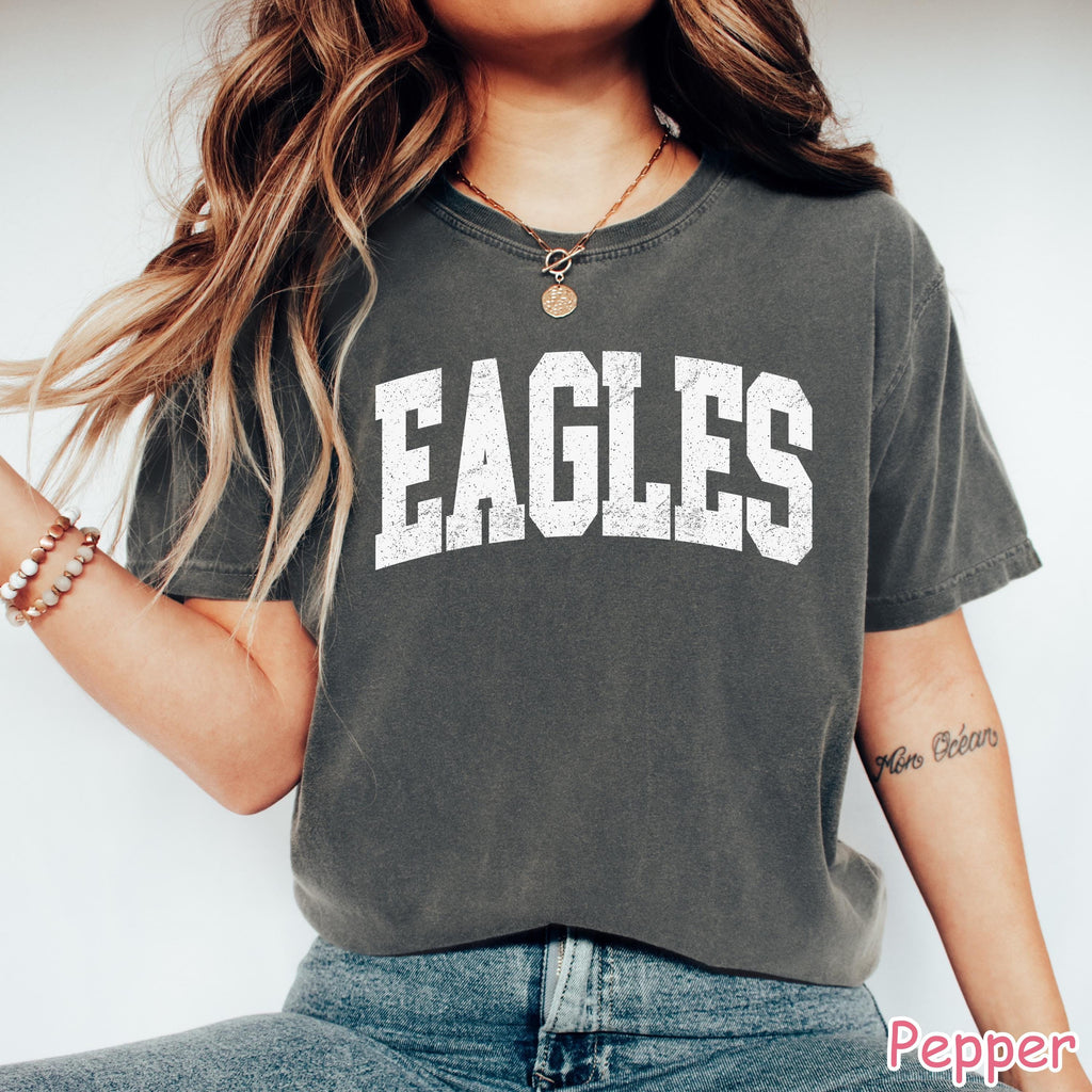 Comfort Colors® Retro Eagles Shirt, Game Day Eagles Tee, School Mascot Shirt, College Spirit Eagle Mascot Shirt, Tailgate Football Mom Shirt