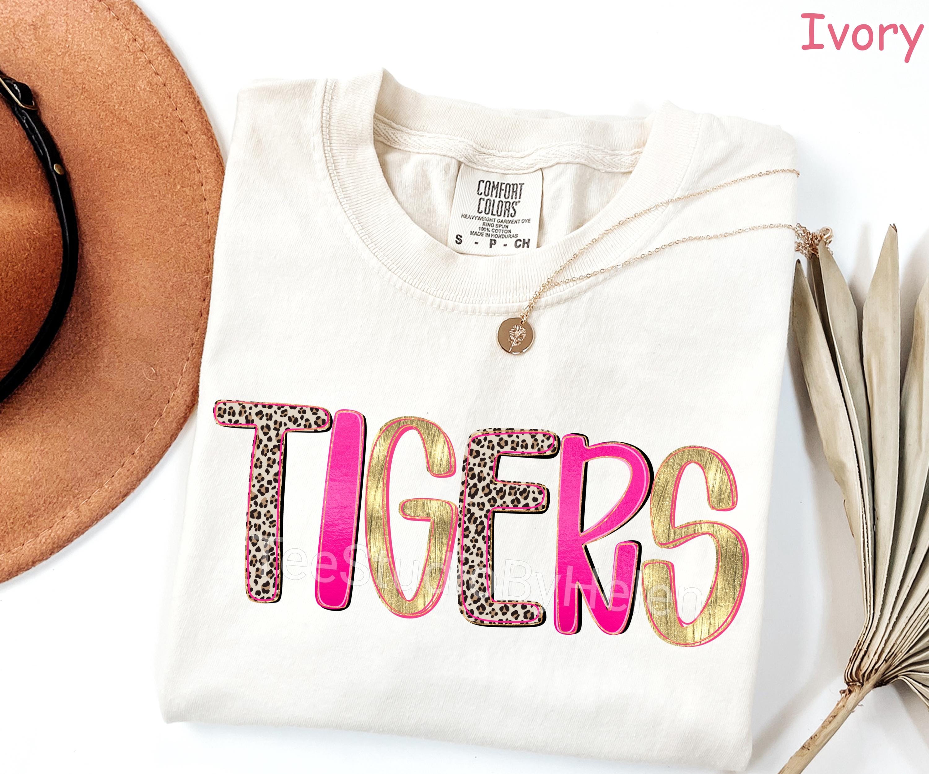 Comfort Colors® Retro Tigers Shirt, Football Game Day Shirt, School Mascot Shirt, School Spirit Shirt Tailgate Football Mom Shirt Sports Tee