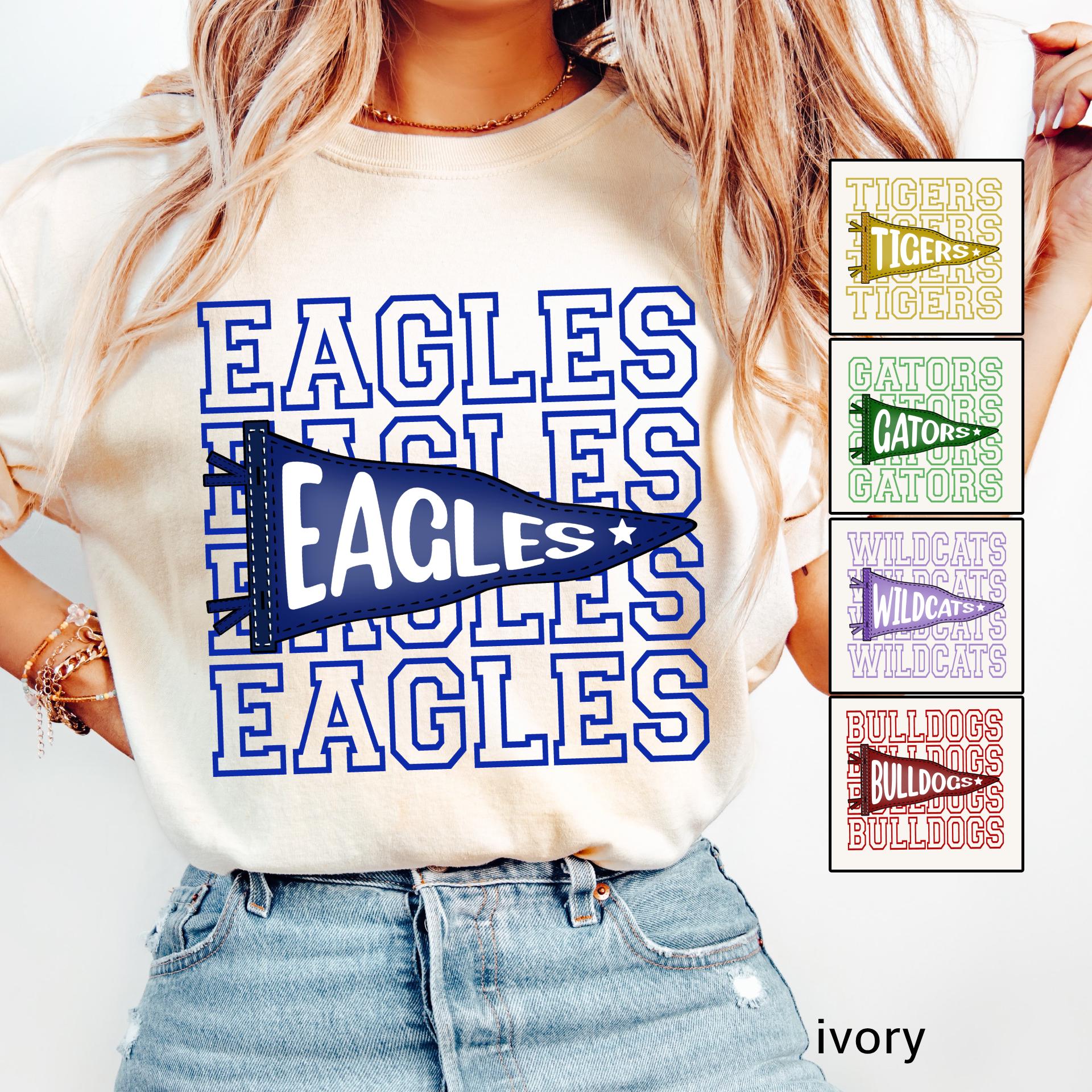 Comfort Colors© Personlaized Mascot Pennants Flag Shirt, Watercolor Pennant Mascot Shirt, School Spirit Shirt, Matching Team Cheer Mom shirt