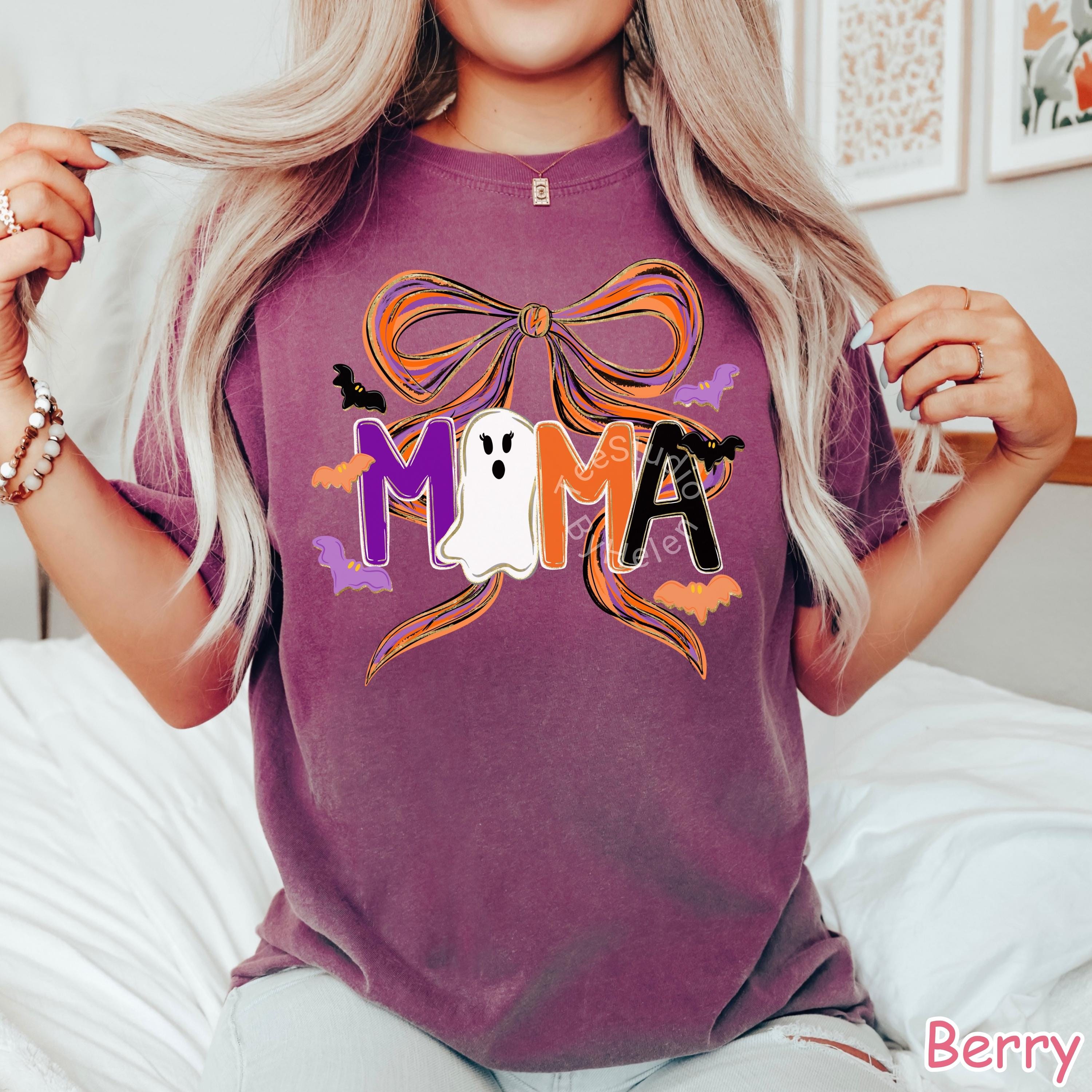 Comfort Colors® Halloween Mama Shirt, Coquette Halloween Mom Shirt, Spooky Mama Shirt, Cute Ghost Mama Shirt, Fall Mama Shirt, Gift for Mom