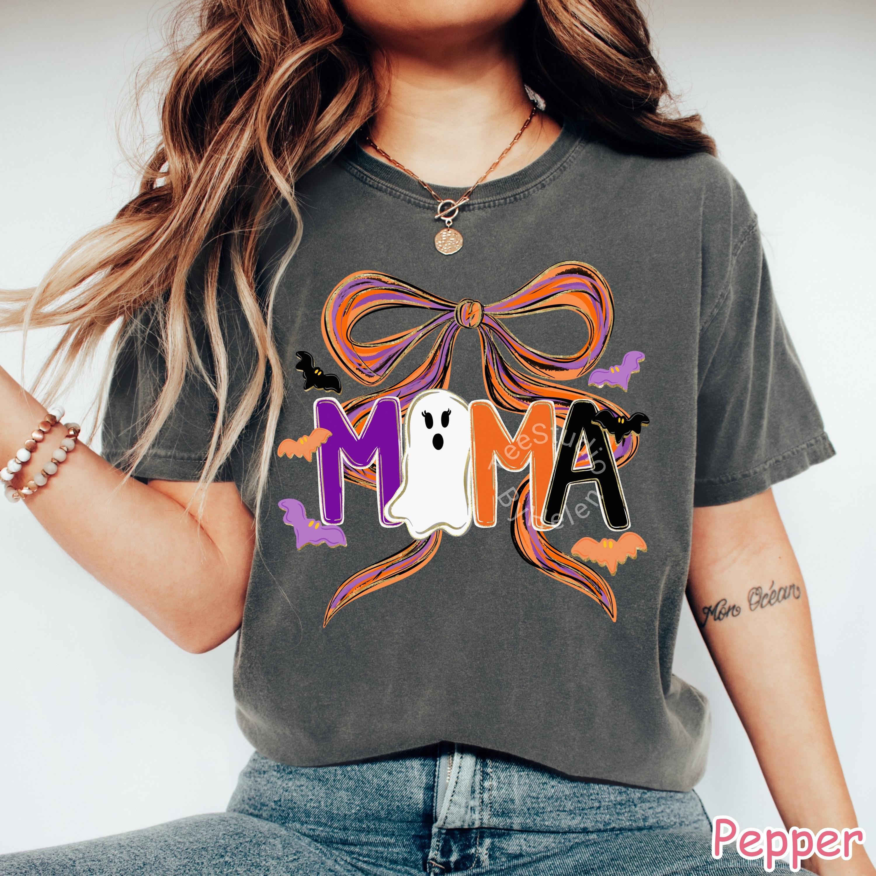 Comfort Colors® Halloween Mama Shirt, Coquette Halloween Mom Shirt, Spooky Mama Shirt, Cute Ghost Mama Shirt, Fall Mama Shirt, Gift for Mom
