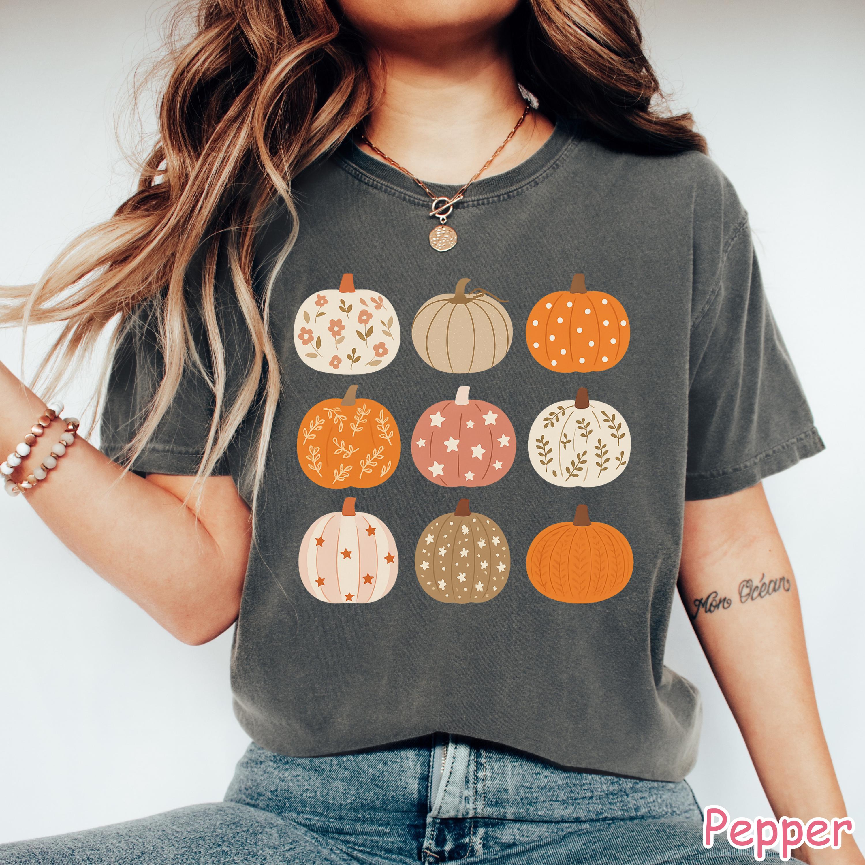 Comfort Colors® Boho Pumpkin Shirt, Fall Pumpkin T-Shirt, Autumn Pumpkins Shirt, Cute Pumpkin Season Shirt, Pumpkin Patch Shirt for Women